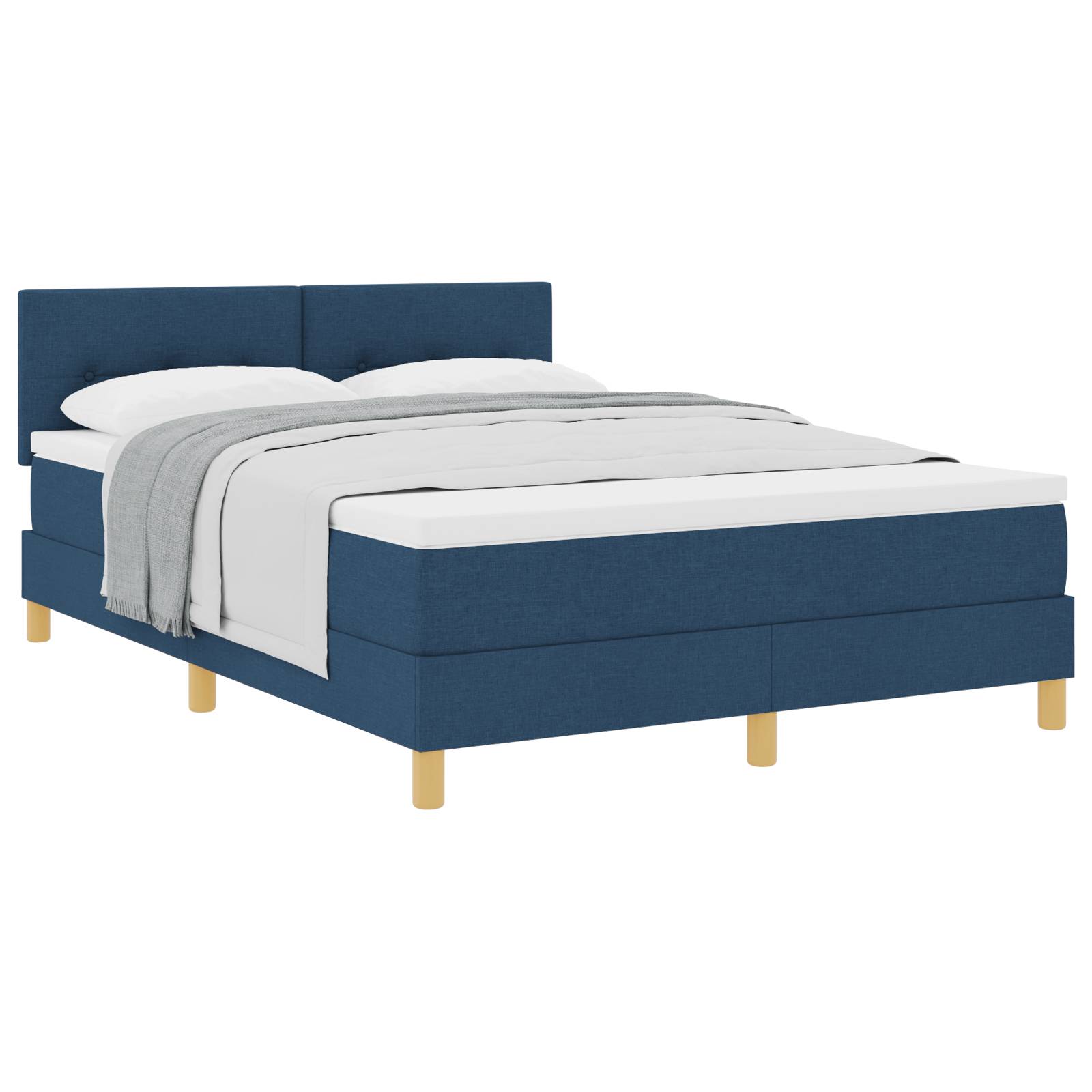 vidaXL Boxspringbett mit Matratze Blau 140x190 cm Stoff