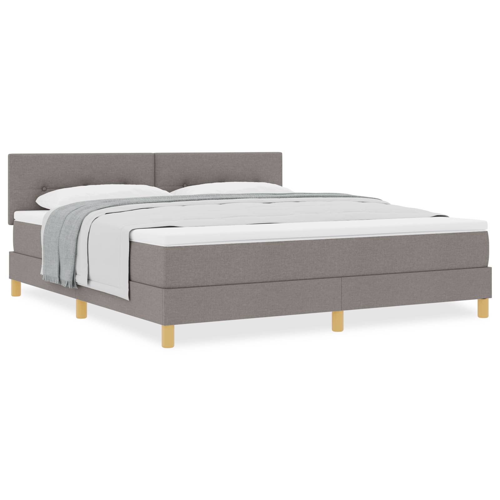 vidaXL Boxspringbett mit Matratze Taupe 180x200 cm Stoff