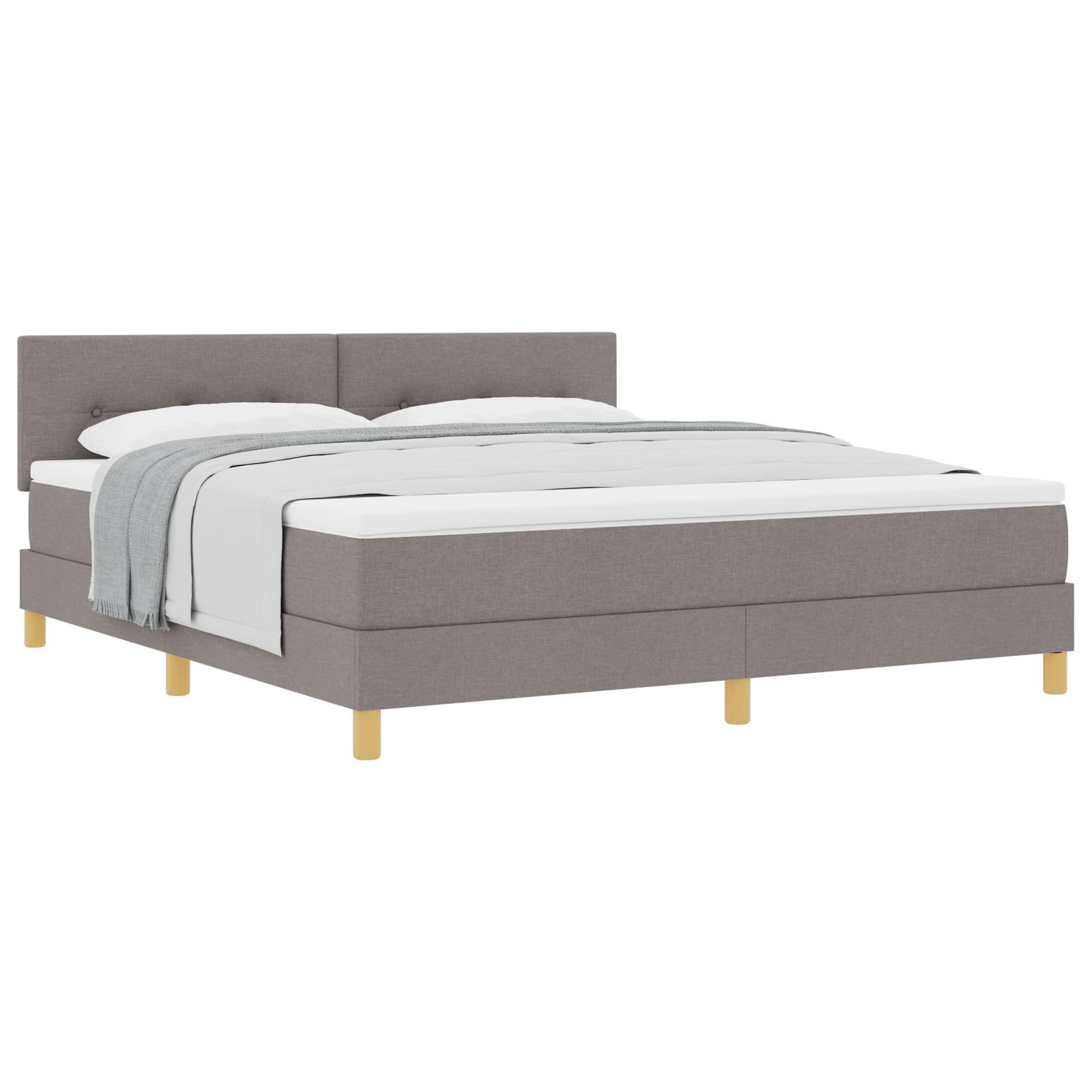 vidaXL Boxspringbett mit Matratze Taupe 180x200 cm Stoff
