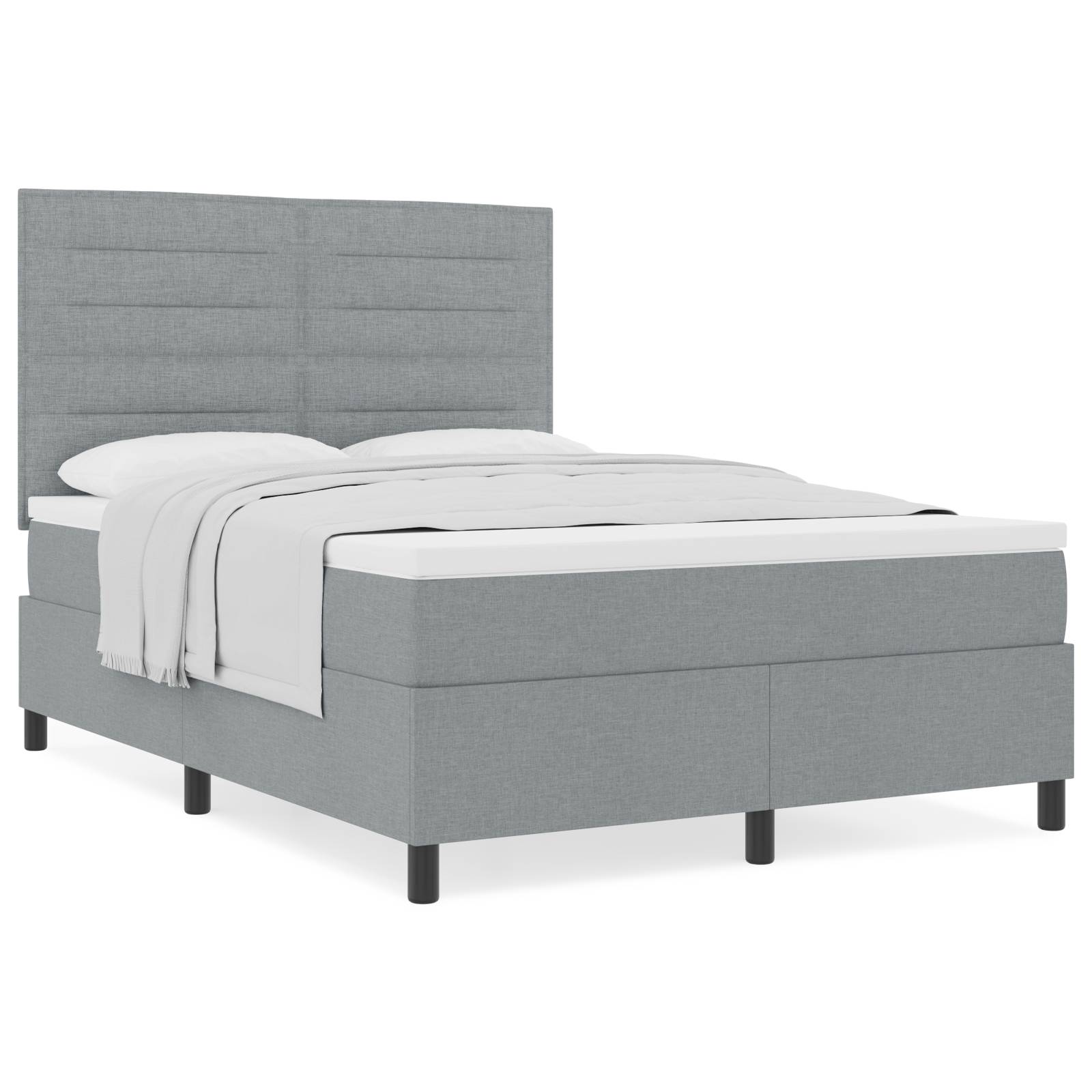 vidaXL Boxspringbett mit Matratze Hellgrau 140x190 cm Stoff