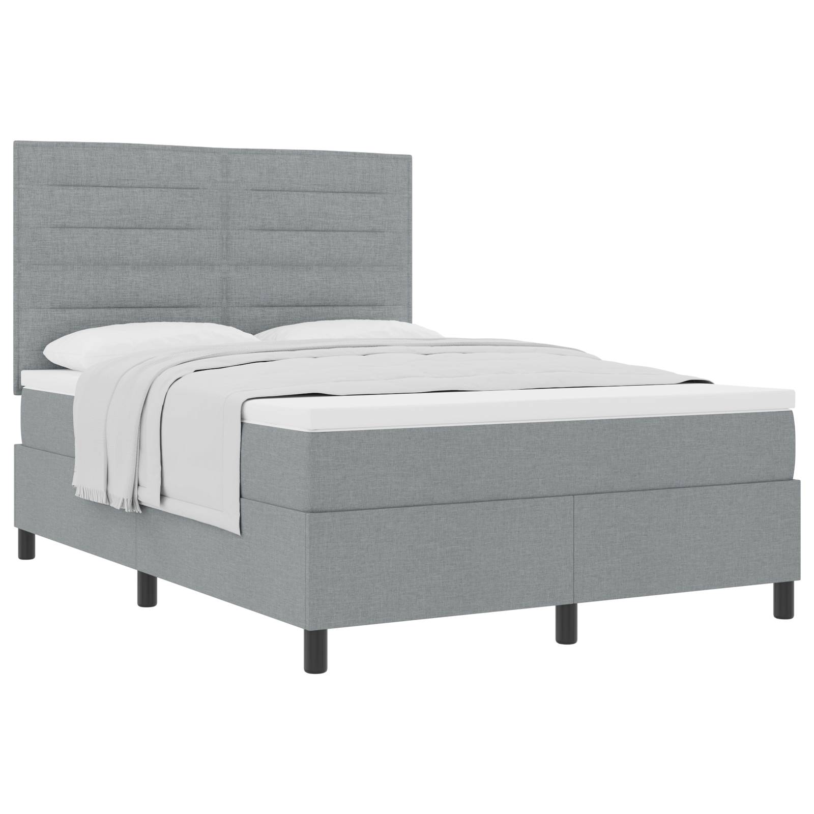 vidaXL Boxspringbett mit Matratze Hellgrau 140x190 cm Stoff