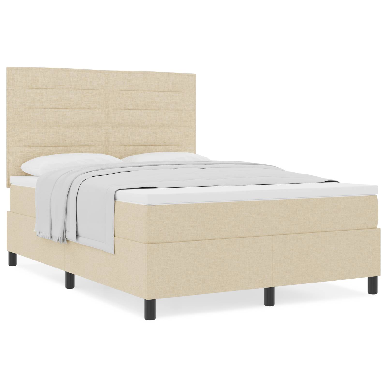 vidaXL Boxspringbett mit Matratze Creme 140x200 cm Stoff
