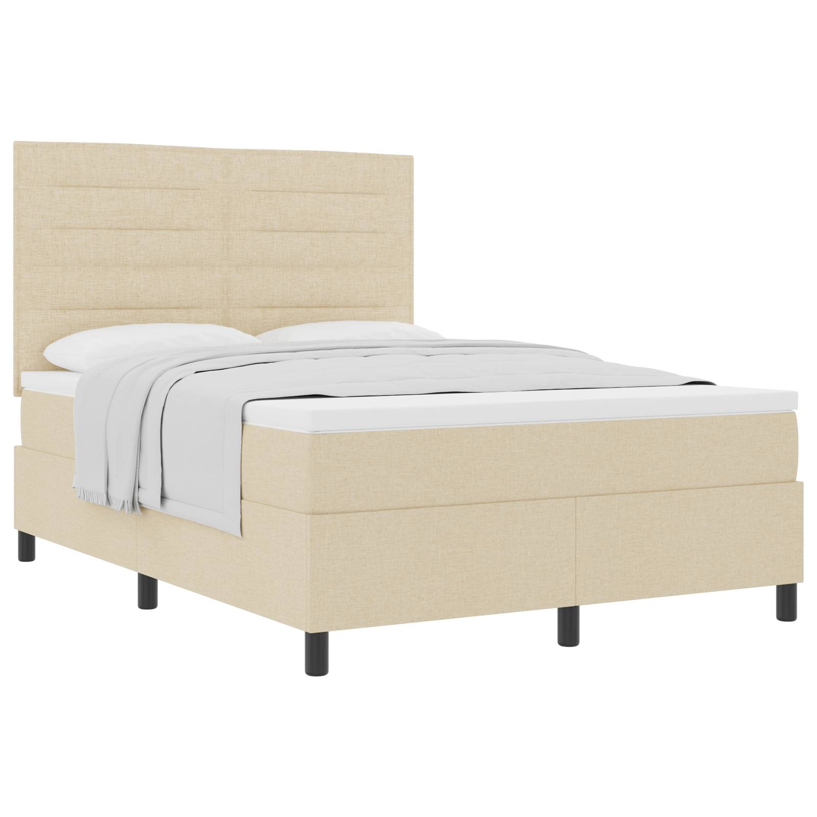 vidaXL Boxspringbett mit Matratze Creme 140x200 cm Stoff