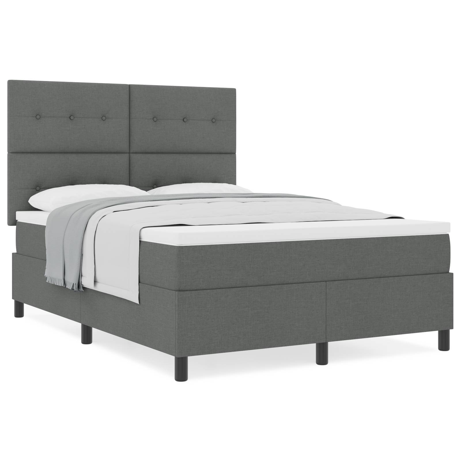 vidaXL Boxspringbett mit Matratze Dunkelgrau 160x200 cm Stoff