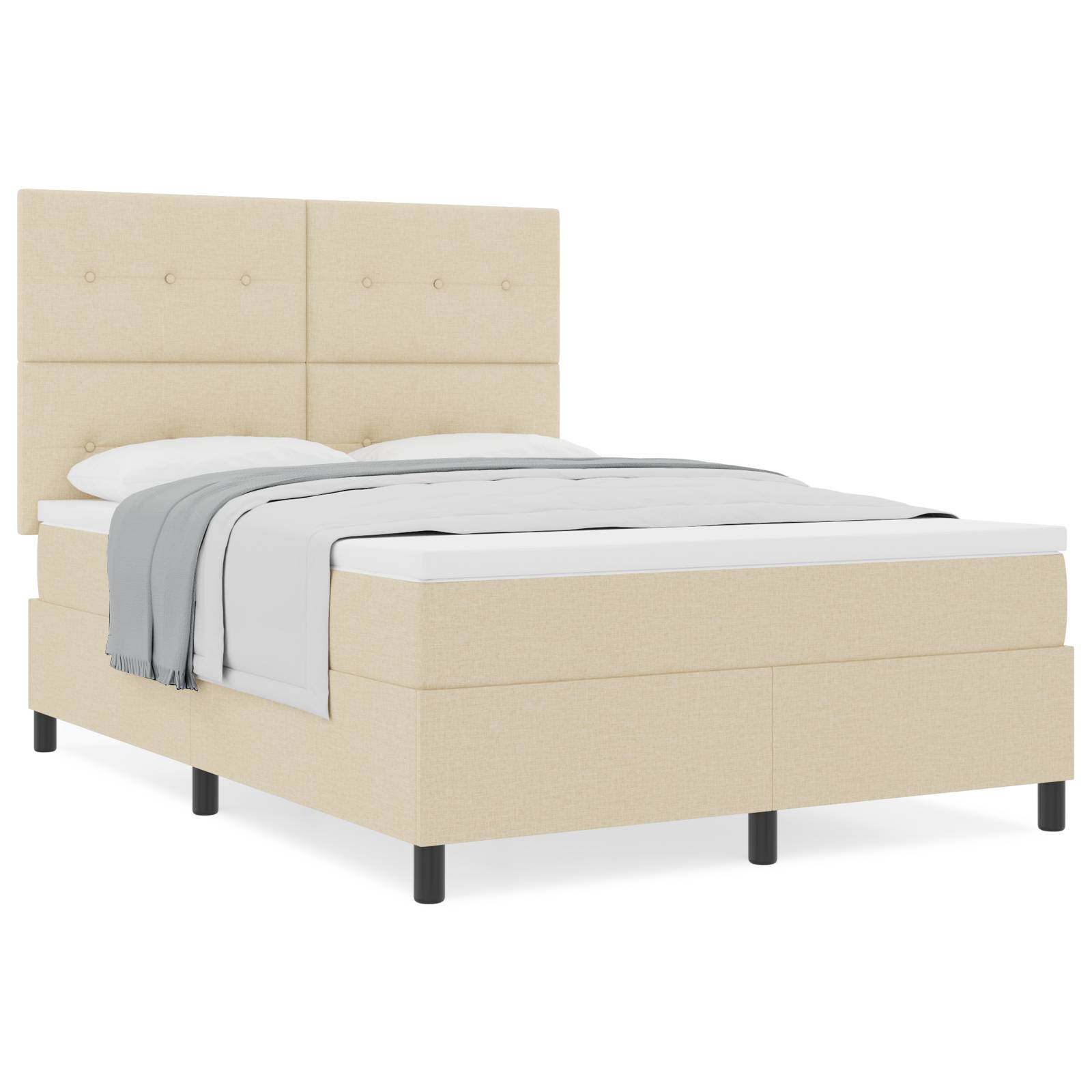 vidaXL Boxspringbett mit Matratze Creme 160x200 cm Stoff