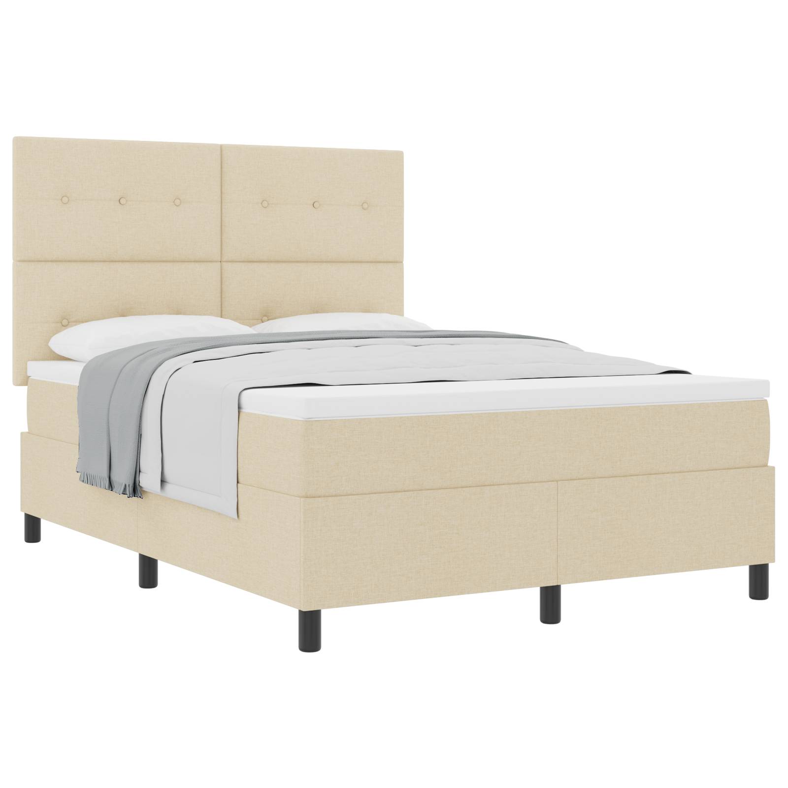 vidaXL Boxspringbett mit Matratze Creme 160x200 cm Stoff