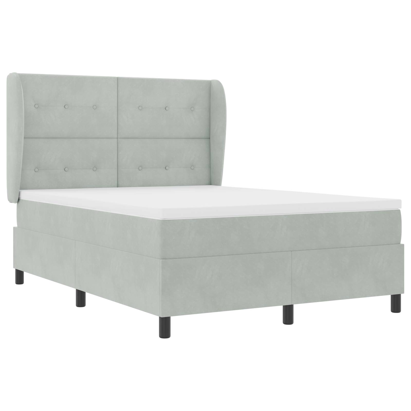 vidaXL Boxspringbett mit Matratze Hellgrau 160x200 cm Samt