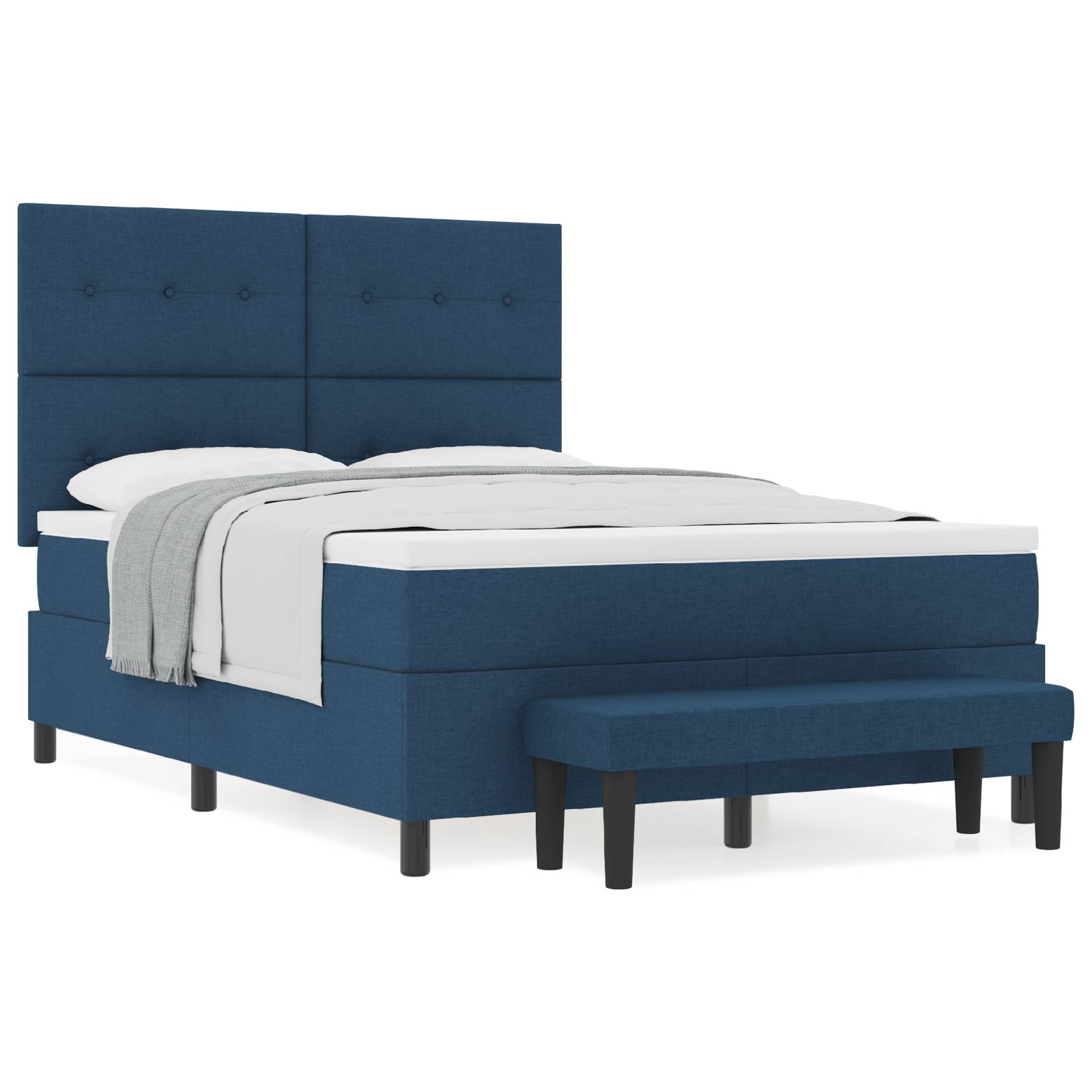 vidaXL Boxspringbett mit Matratze & Bank Blau 140x190 cm Stoff
