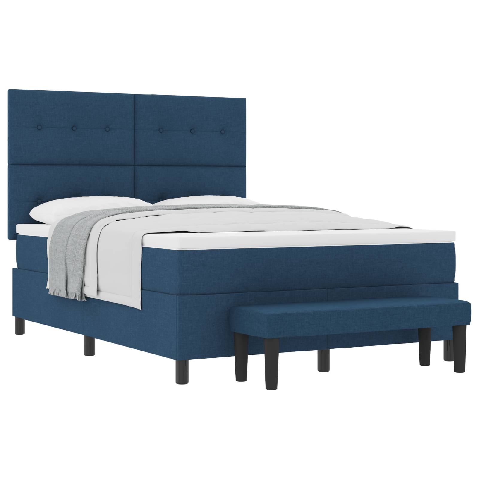 vidaXL Boxspringbett mit Matratze & Bank Blau 140x190 cm Stoff