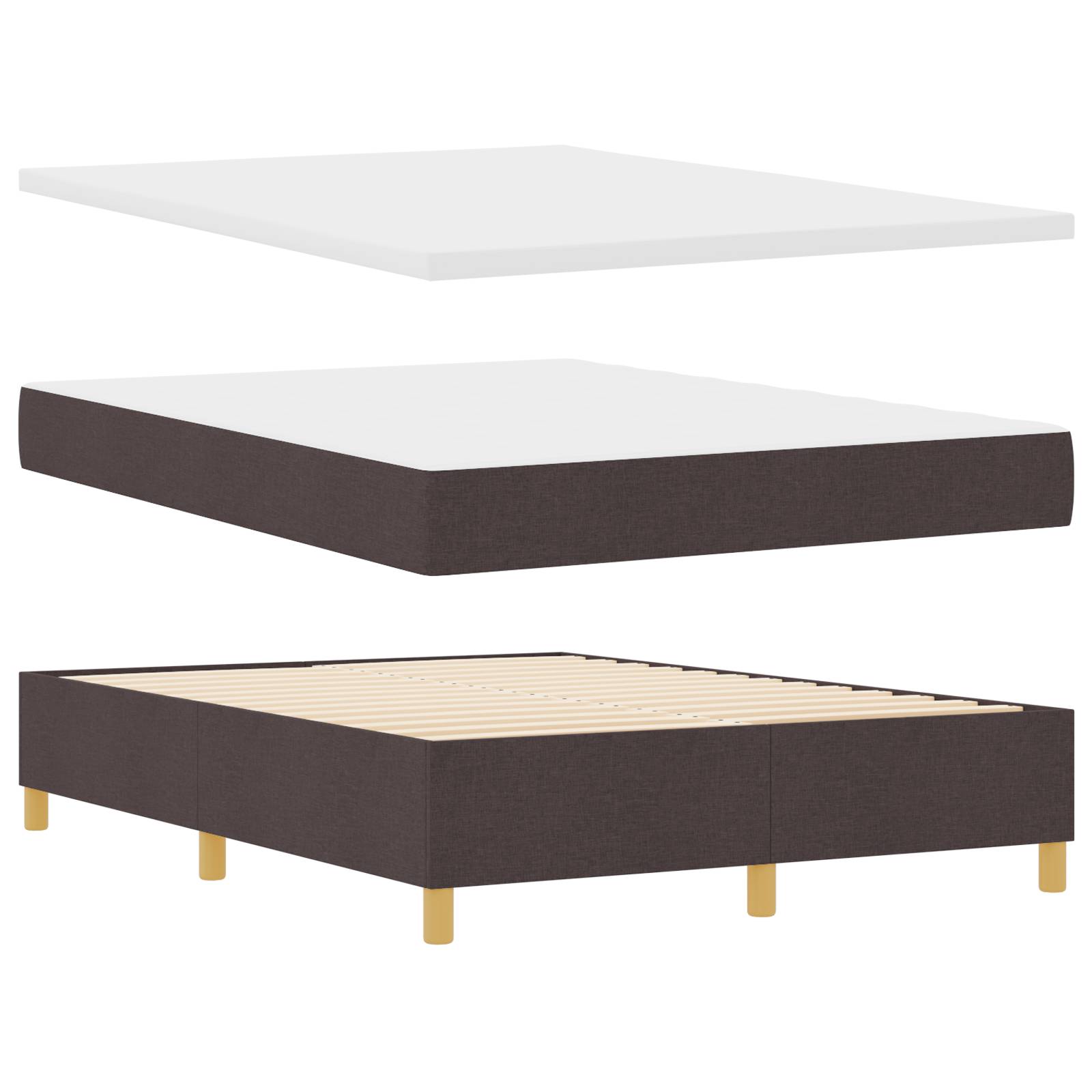 vidaXL Boxspringbett mit Matratze & Bank Dunkelbraun 160x200 cm Stoff