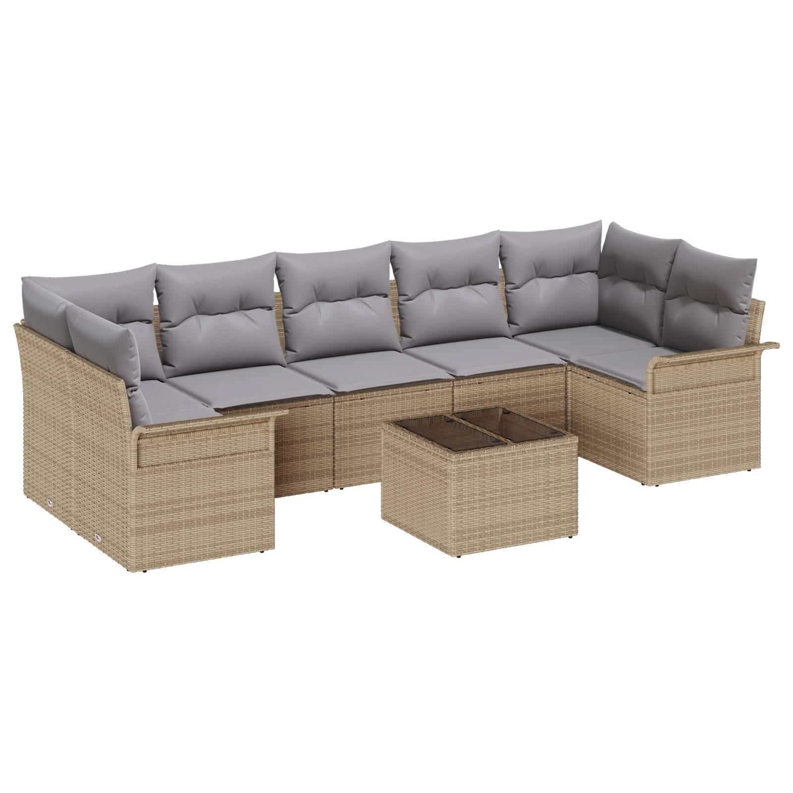 vidaXL 8-teiliges Garten Sofa Set mit Kissen in Beige aus Poly Rattan