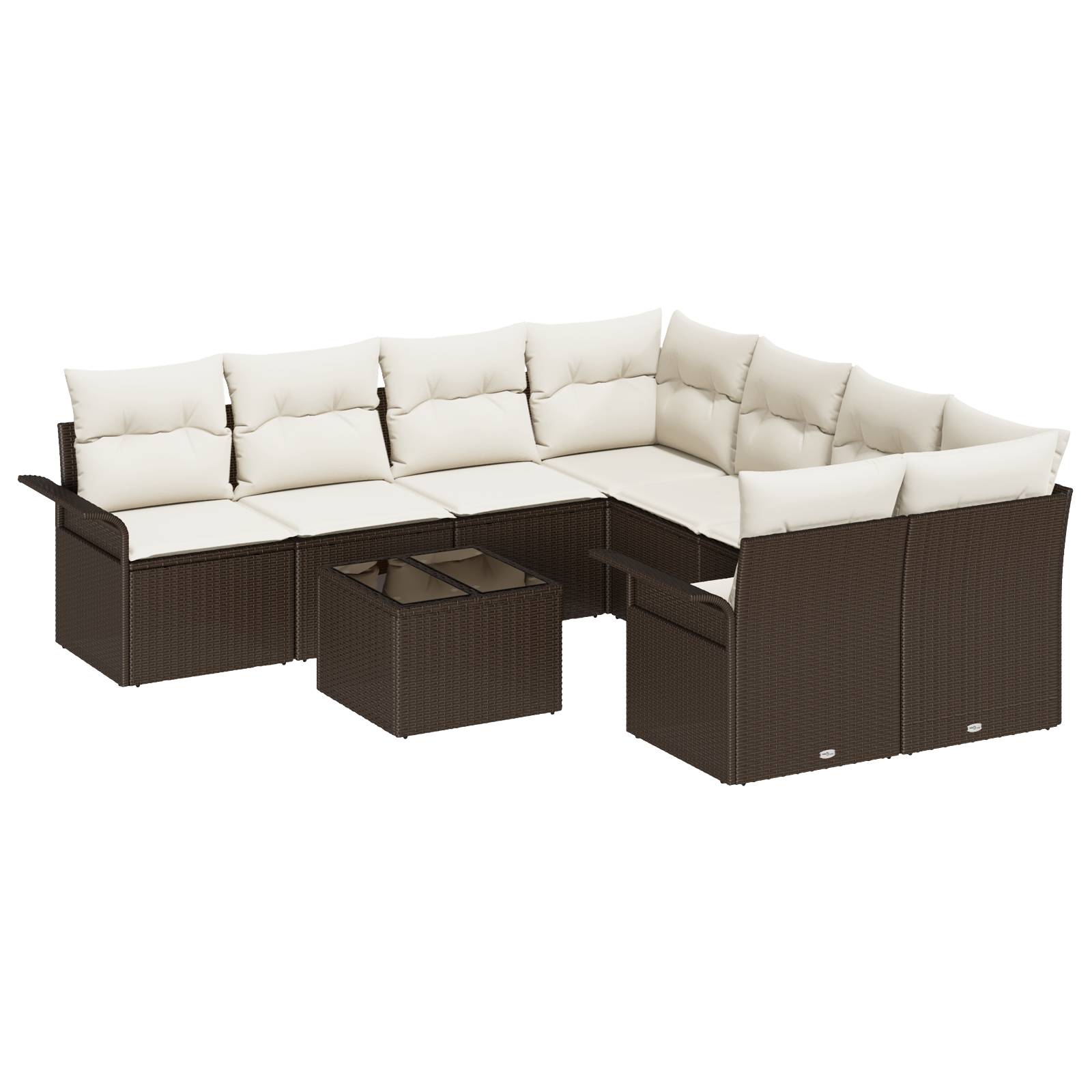 vidaXL 9-tlg. Garten-Sofagarnitur mit Kissen Braun Poly Rattan