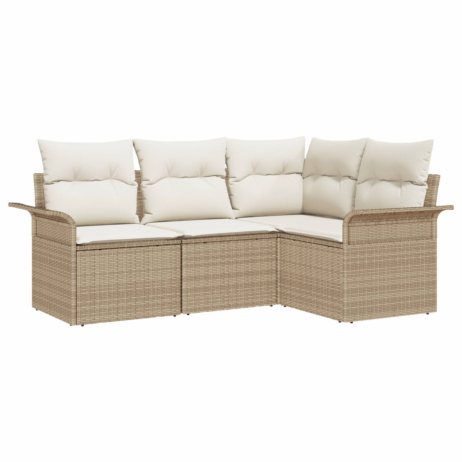 vidaXL 4-teiliges Garten Sofaset mit Kissen Beige Poly Rattan