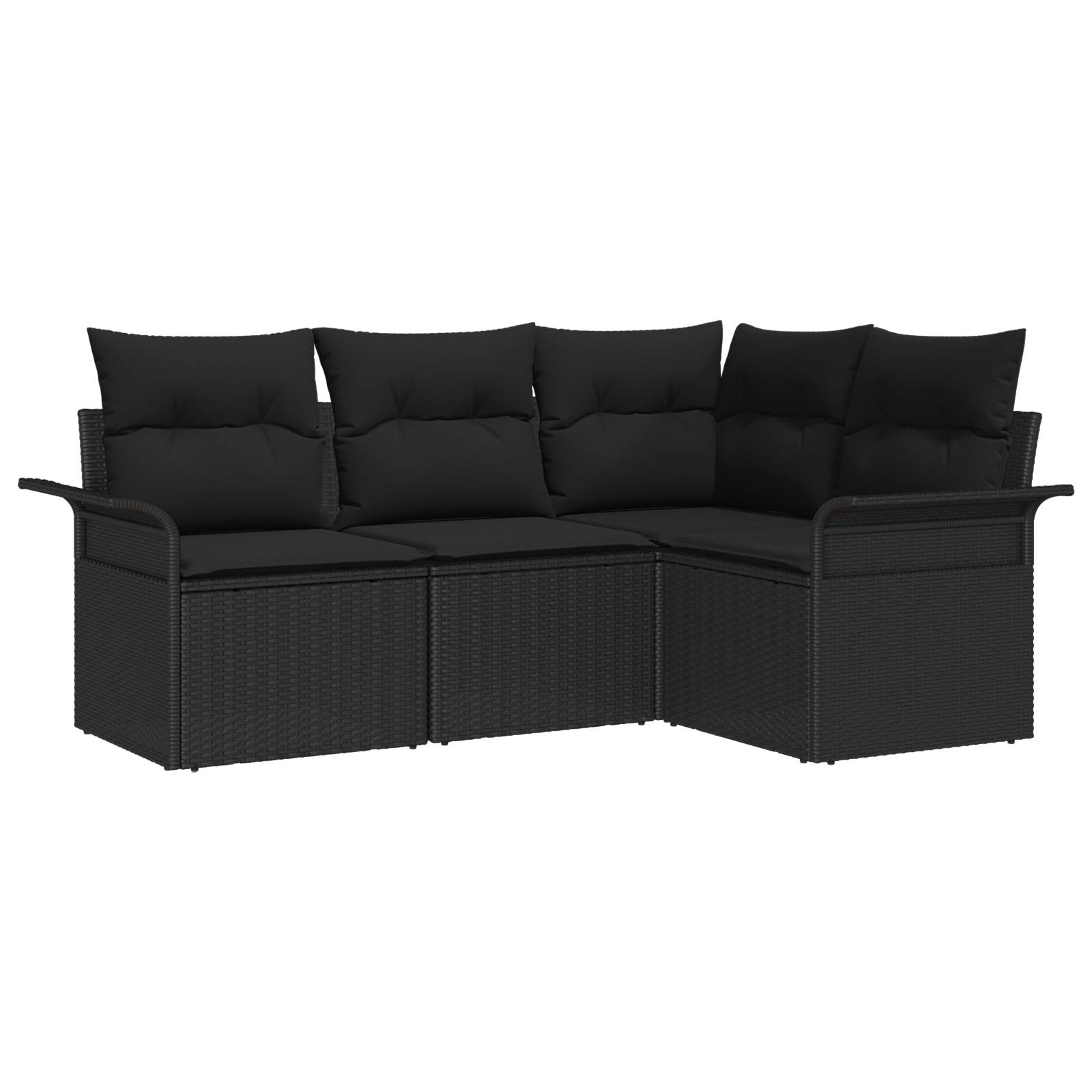 vidaXL 4-teiliges Garten-Sofa-Set mit Kissen Schwarz Poly Rattan