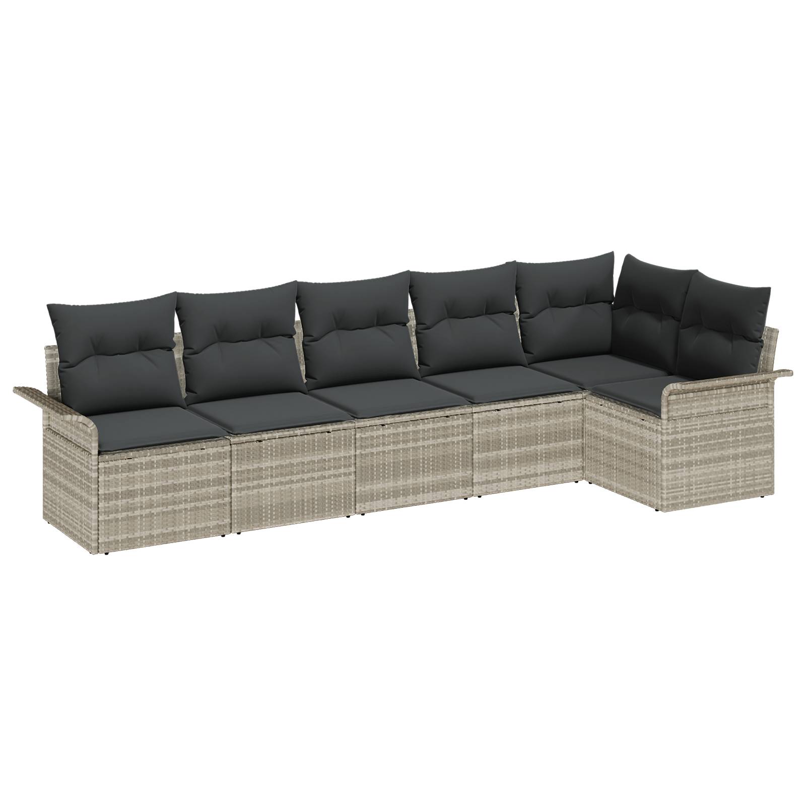 vidaXL 6-teiliges Garten-Sofa-Set mit Kissen Hellgrau Poly Rattan