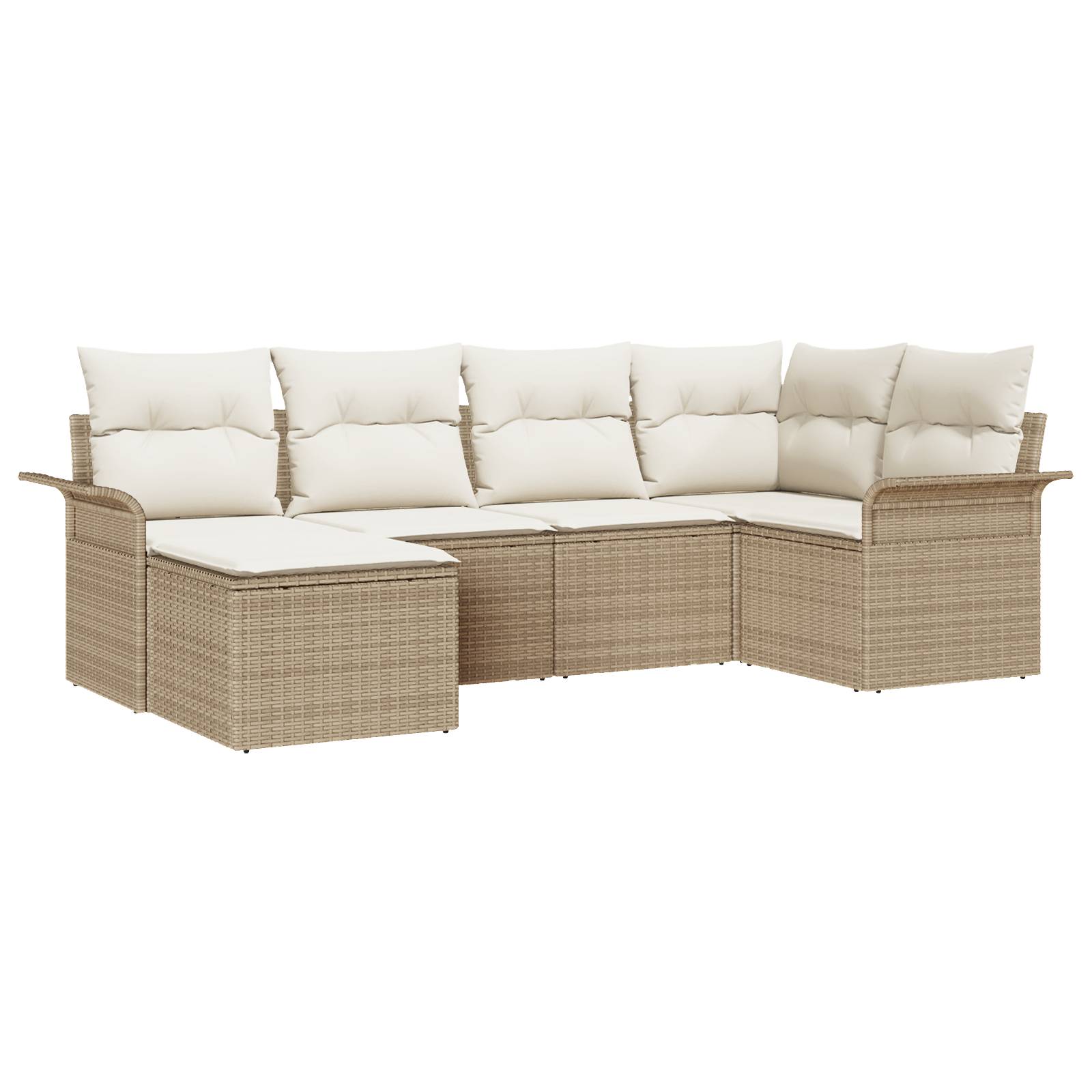 vidaXL 6-teiliges Garten-Sofa-Set mit Kissen Beige Poly-Rattan