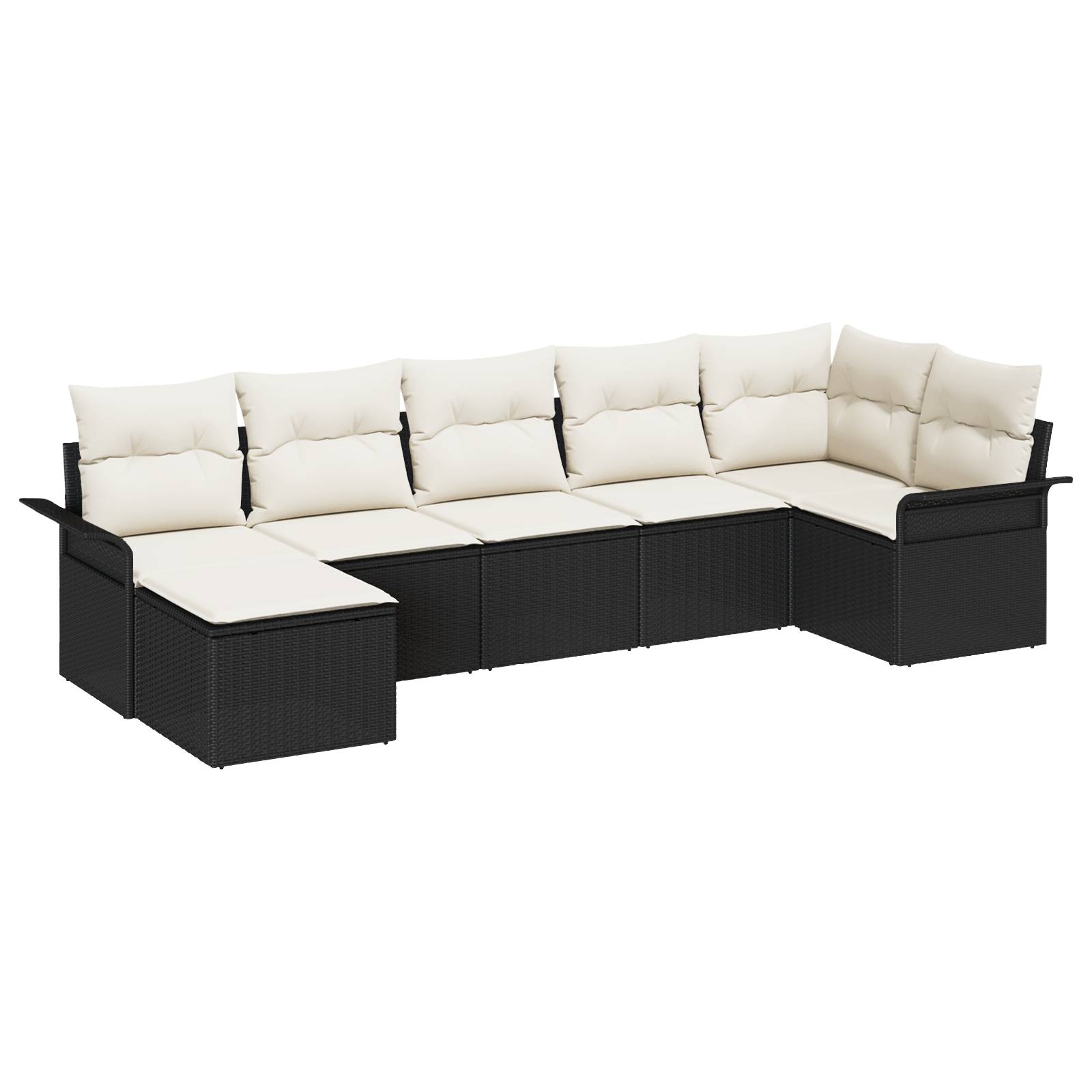 vidaXL 7-teiliges Garten Sofa Set mit Kissen Schwarz Poly Rattan