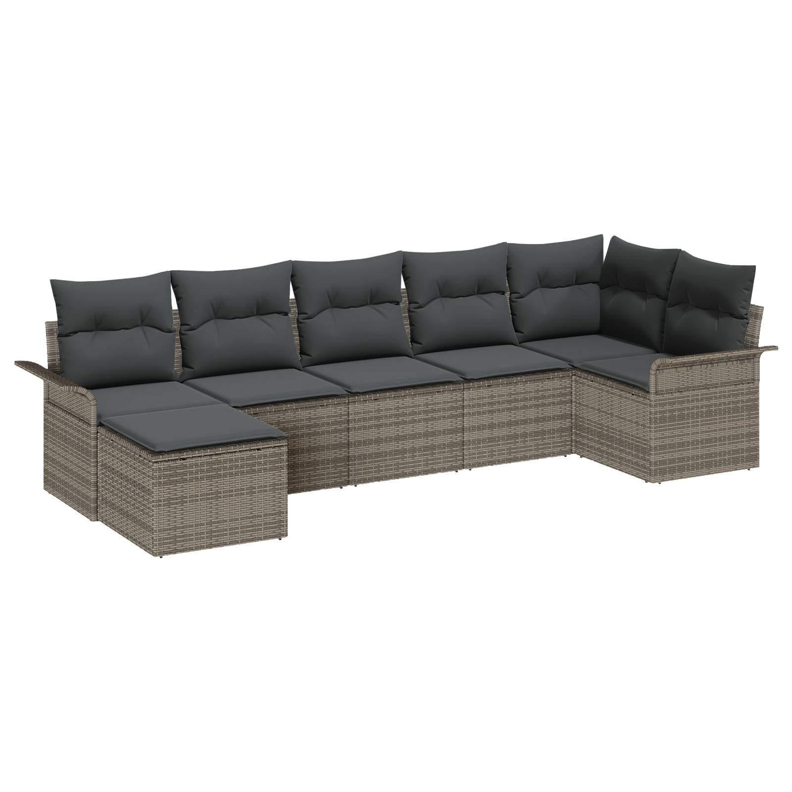vidaXL 7-teilige Garten Sofa Set mit Kissen Grau Poly Rattan