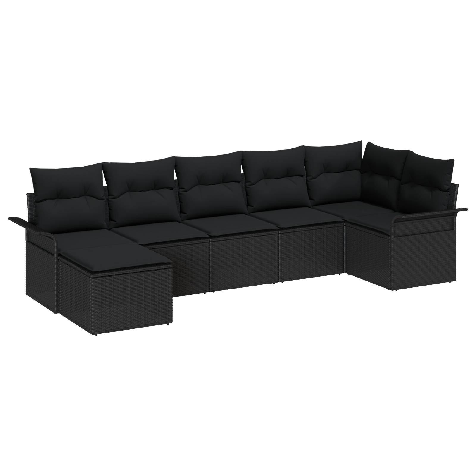 vidaXL 7-teiliges Garten Sofa Set mit Kissen Schwarz Poly Rattan