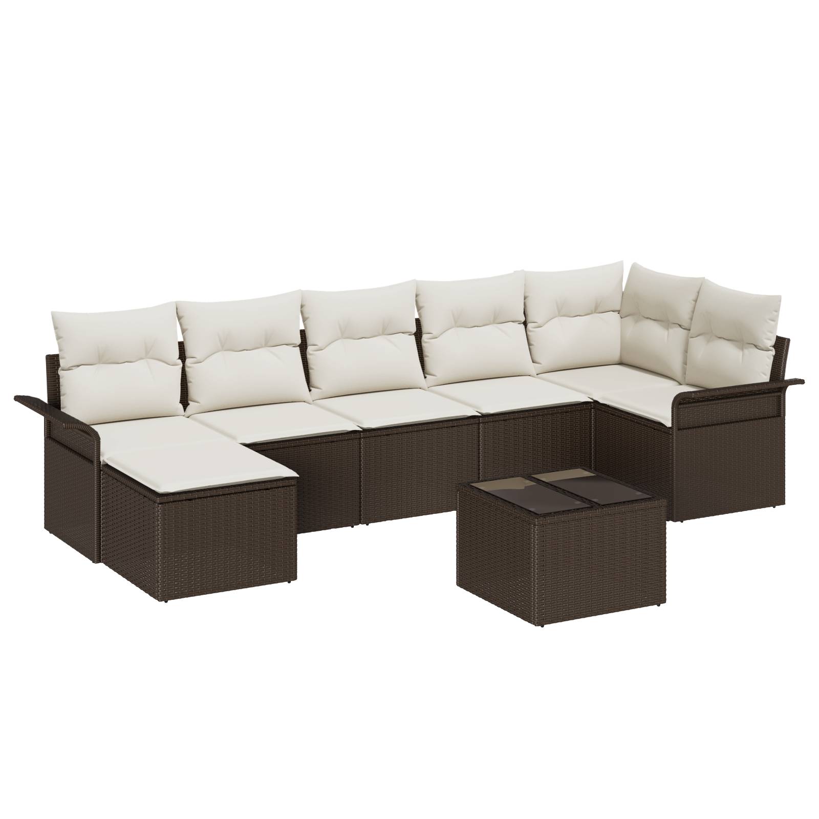 vidaXL 7-teiliges Garten-Sofa-Set mit Kissen Grau Poly-Rattan