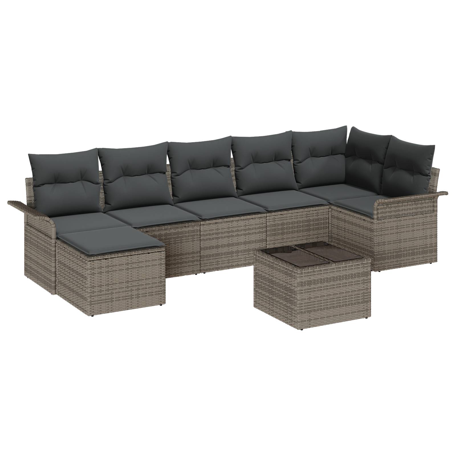 vidaXL 7-teiliges Garten Sofa Set mit Kissen Schwarz Poly-Rattan