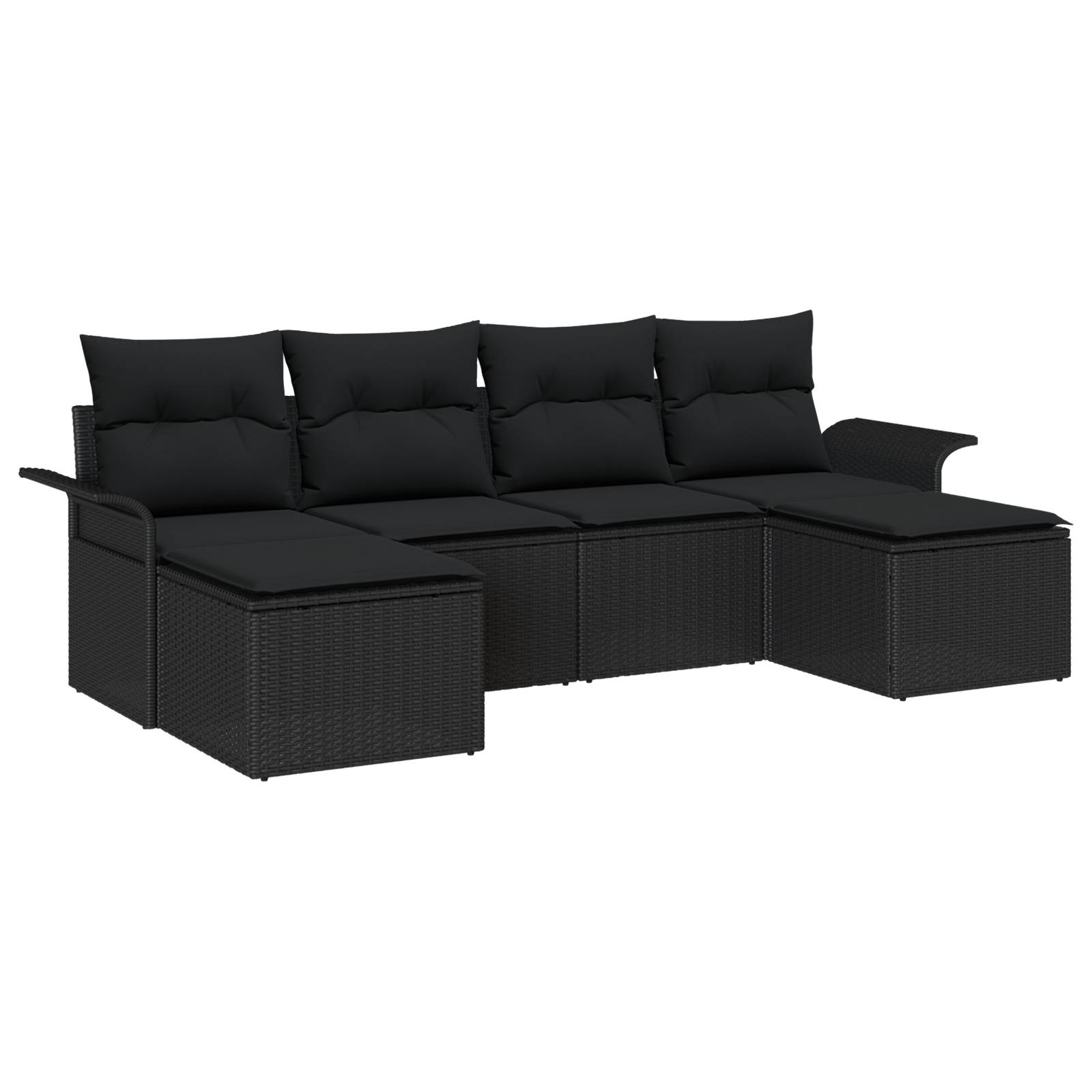 vidaXL 6-teiliges Garten Sofa Set mit Kissen Schwarz Poly Rattan