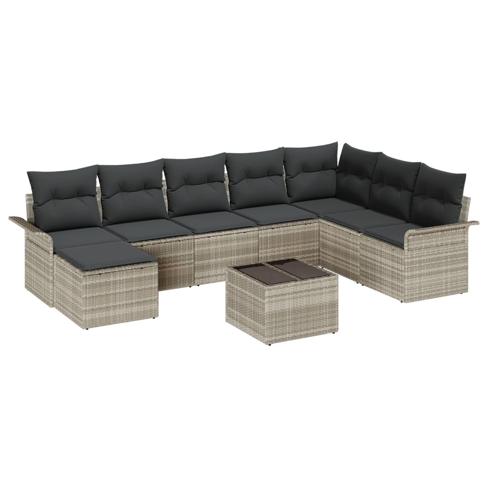 vidaXL 9-tlg. Garten-Sofagarnitur mit Kissen Grau Poly Rattan