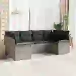 vidaXL 6-teiliges Garten-Sofaset mit Kissen hellgrau aus Poly-Rattan vidaXL 6-teiliges Garten-Sofaset mit Kissen hellgrau aus Poly-Rattan
