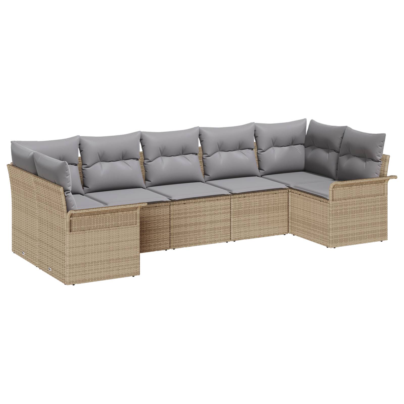 vidaXL 7-teiliges Garten Sofa Set mit Kissen Beige Poly Rattan
