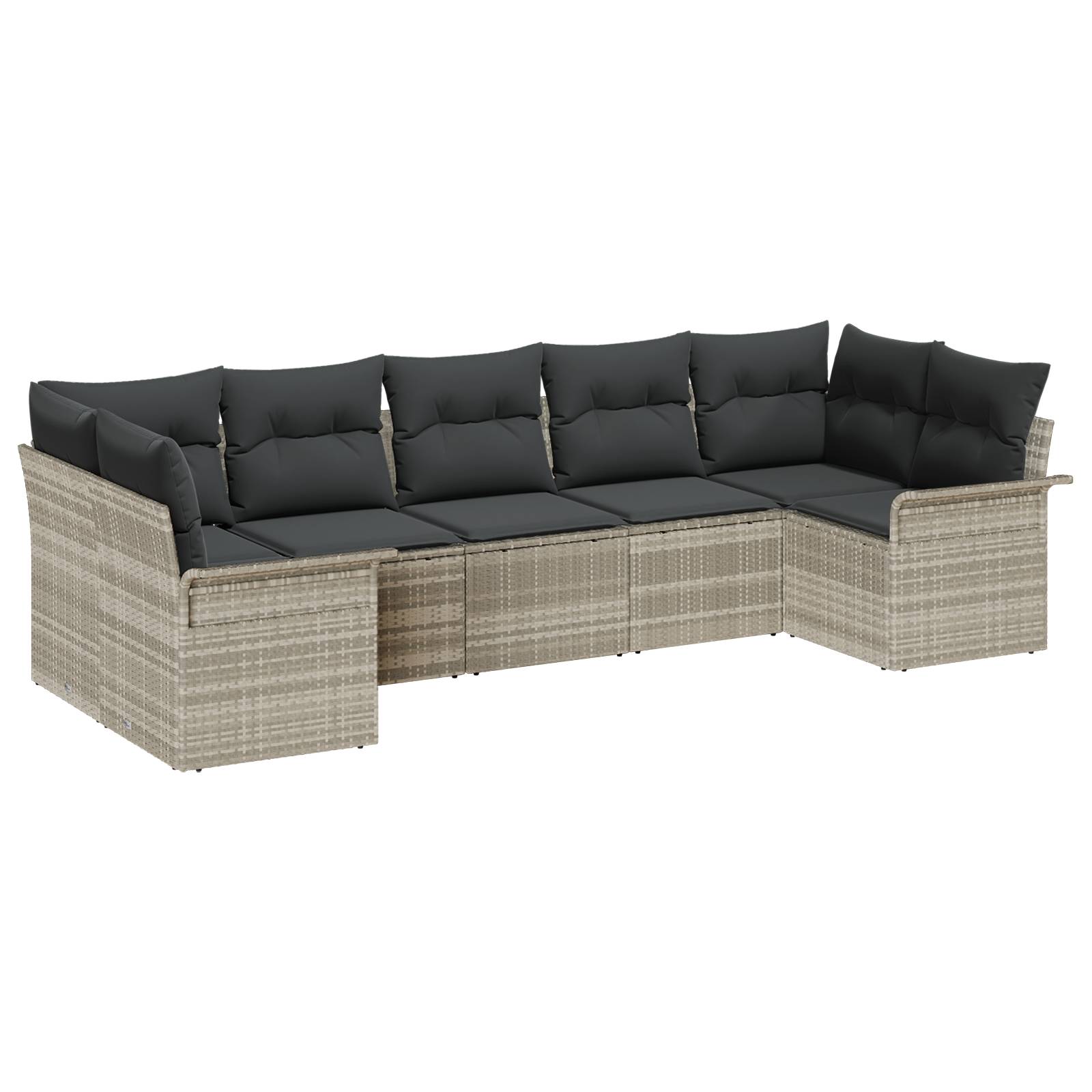 vidaXL 7-teiliges Garten-Sofa-Set mit Kissen Hellgrau Poly-Rattan