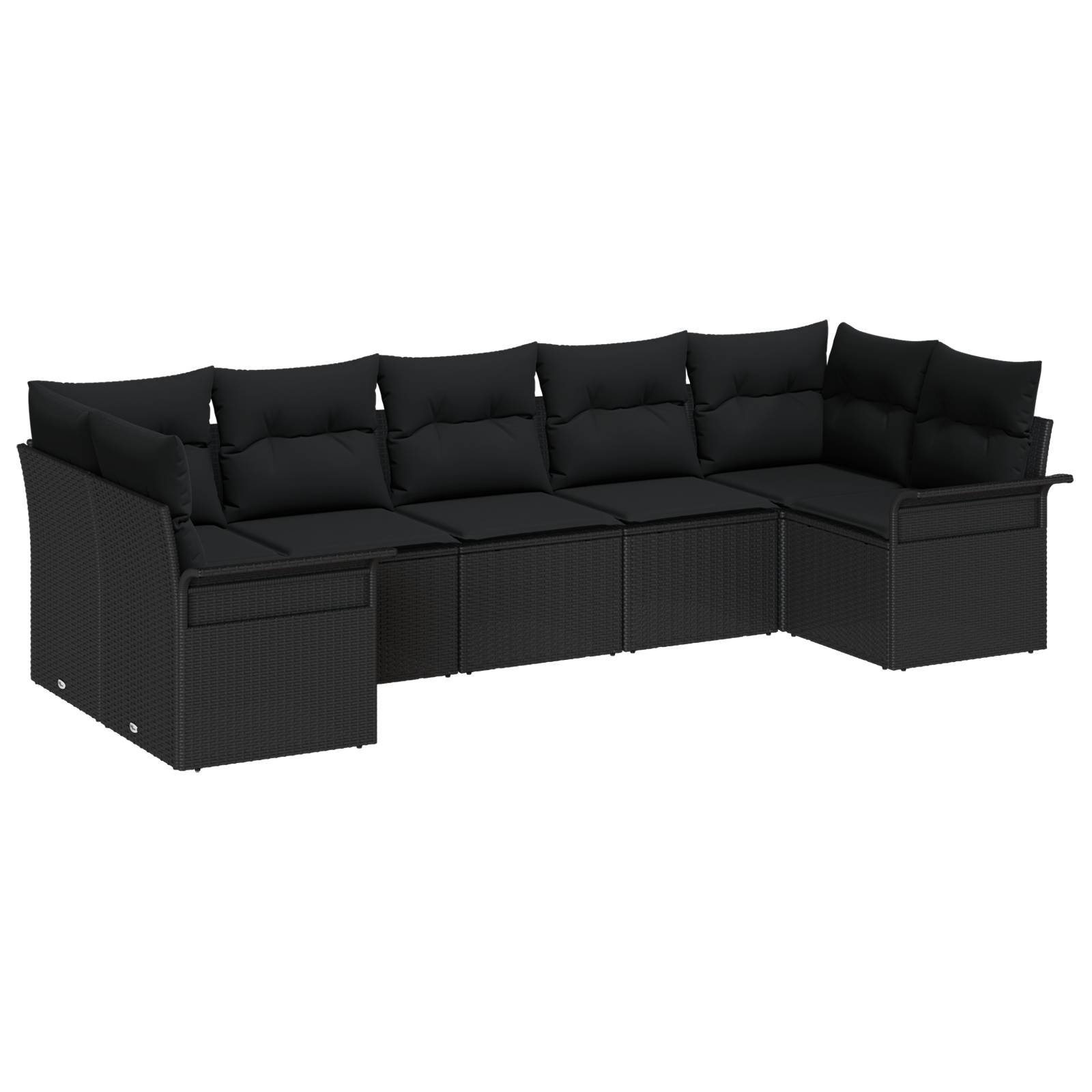 vidaXL 7-teiliges Garten Sofa Set mit Kissen Schwarz Poly Rattan