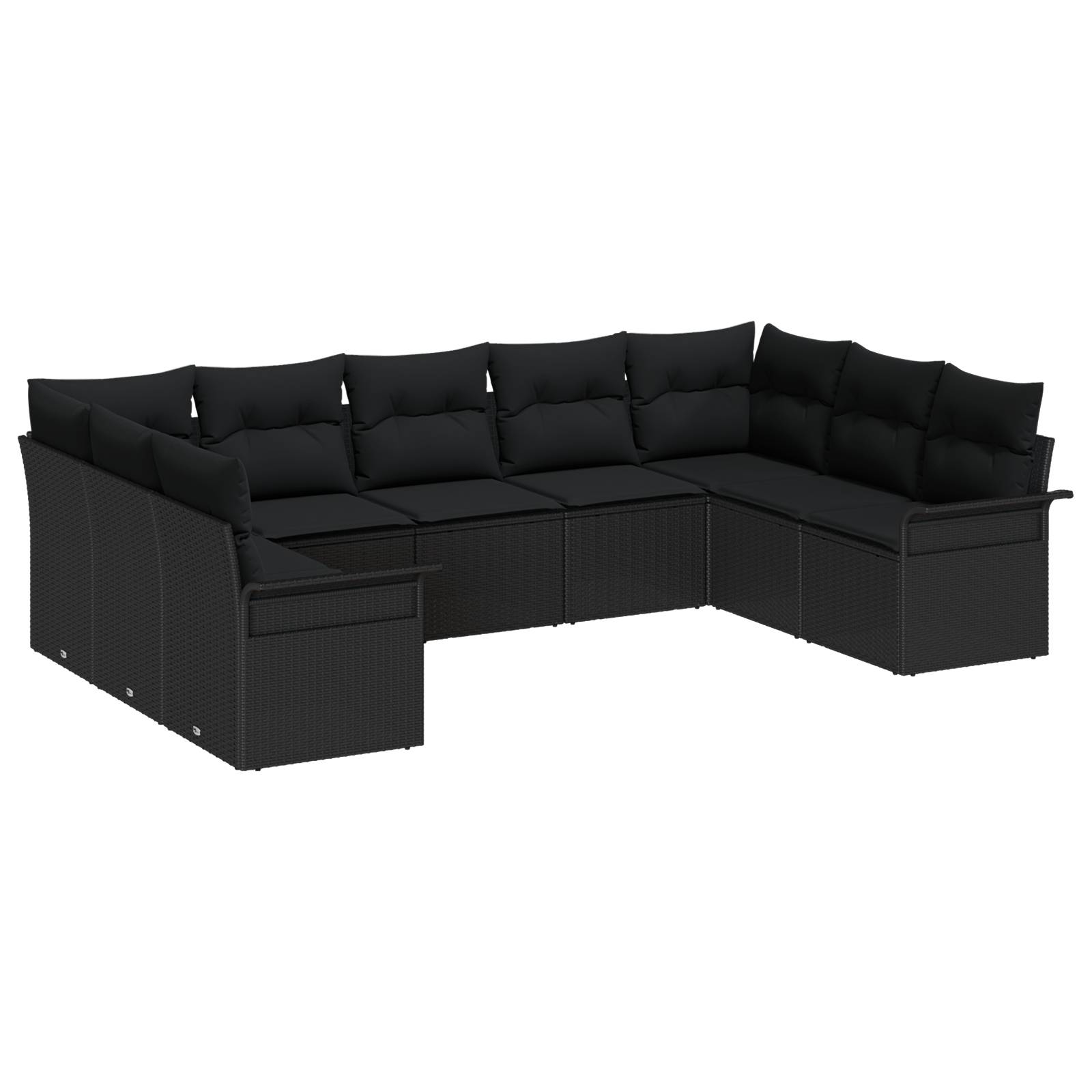 vidaXL 9-teiliges Garten Sofa Set mit Kissen Schwarz Poly Rattan