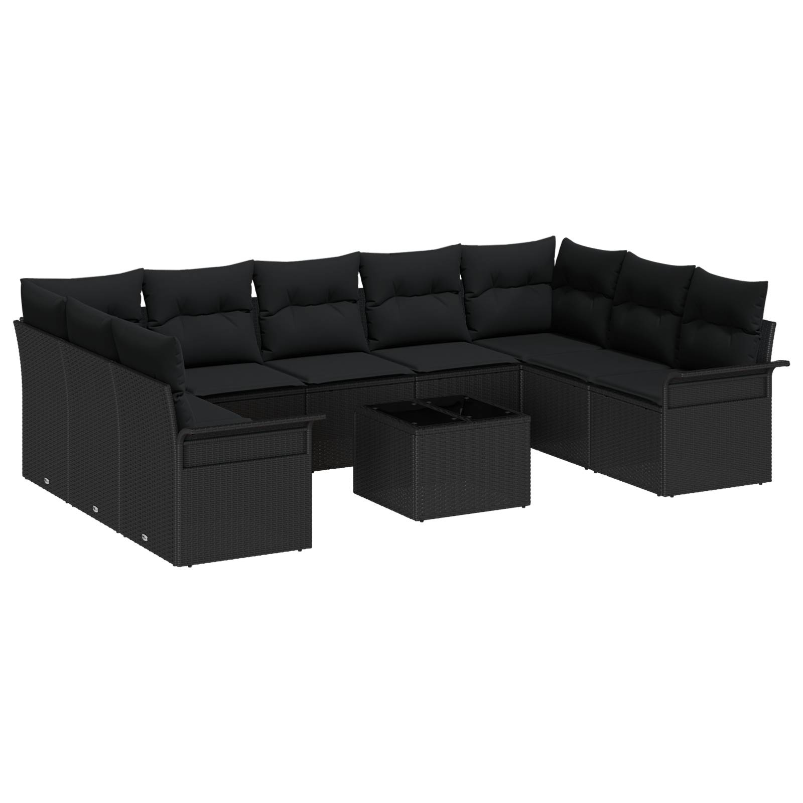 vidaXL 10-tlg. Garten-Sofagarnitur mit Kissen Beige Poly Rattan