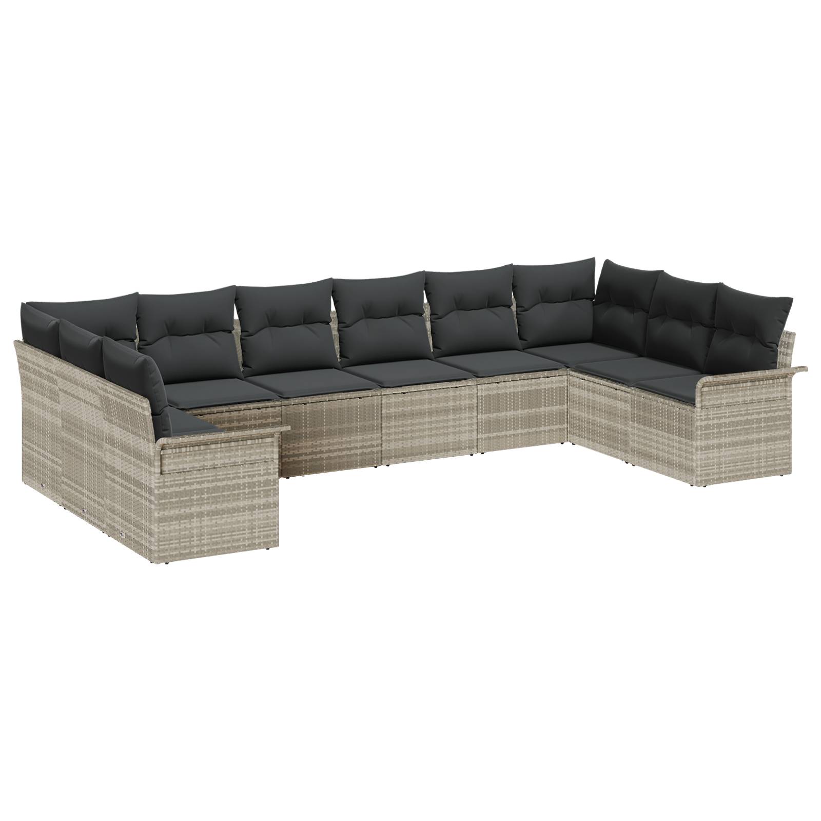 vidaXL 10-teiliges Garten Sofa Set mit Kissen Hellgrau Poly Rattan