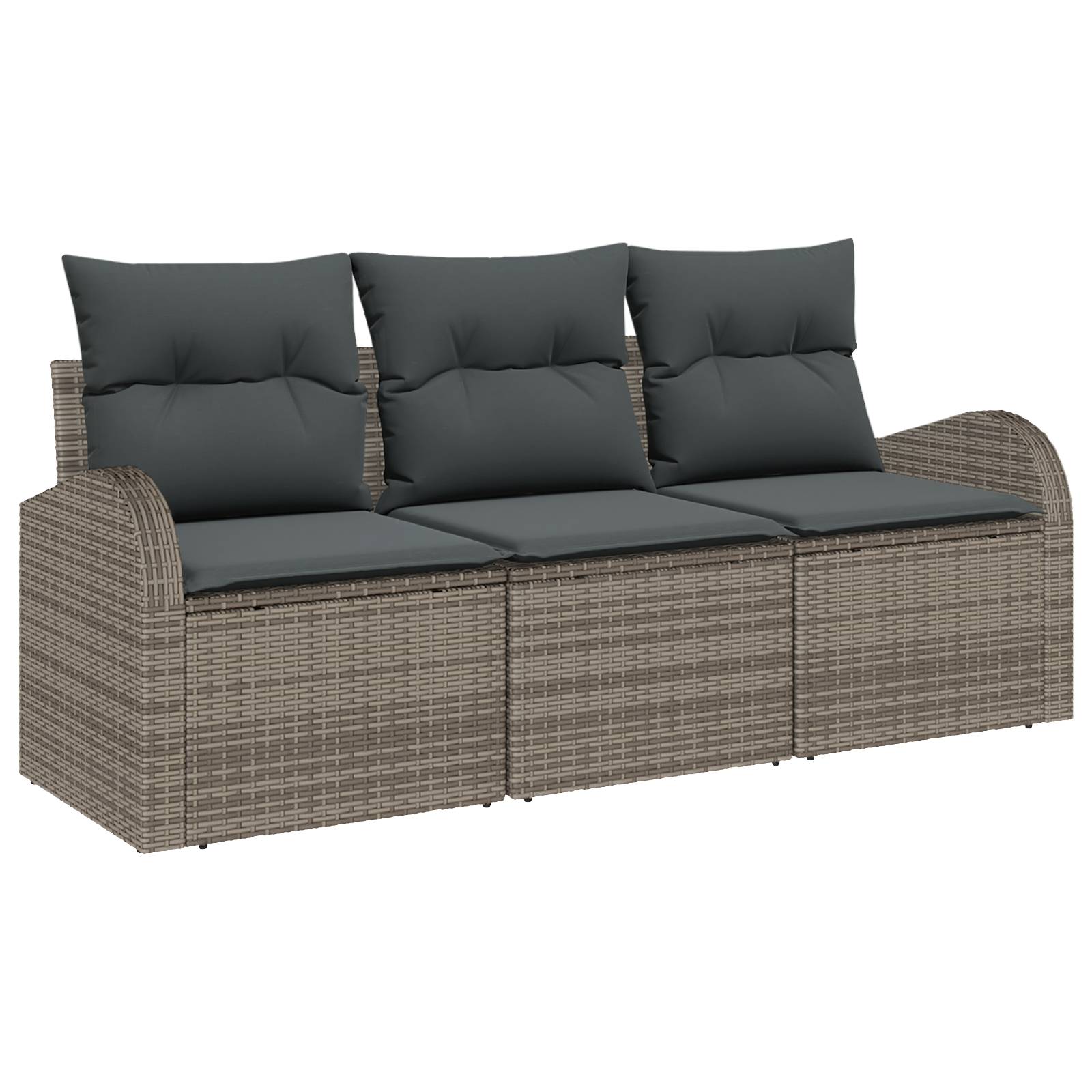 vidaXL 3-Teiliges Garten Sofa Set mit Kissen Grau Poly Rattan