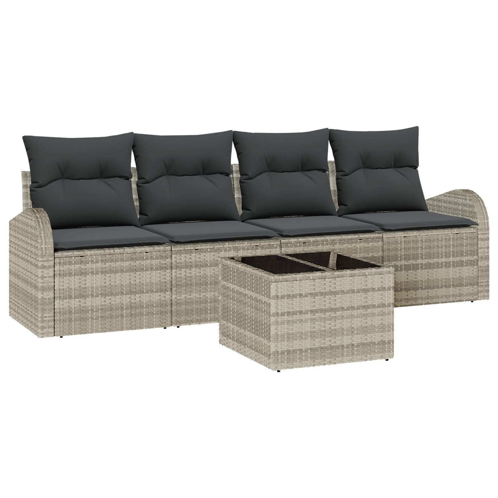 vidaXL 5-teiliges Garten-Sofa-Set mit Kissen in Hellgrau Poly-Rattan