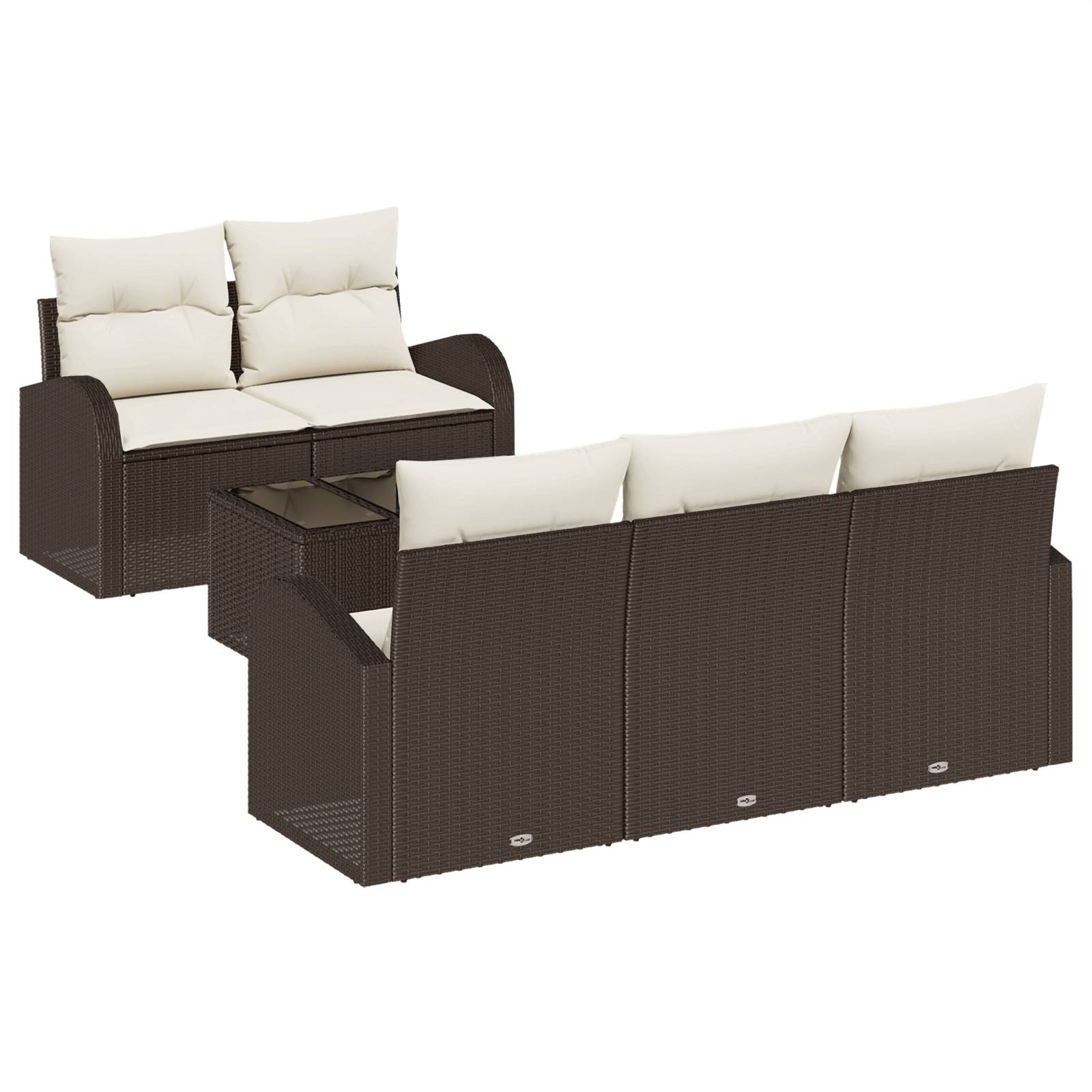 vidaXL 6-teiliges Garten-Sofa-Set mit Kissen in Braun Poly Rattan