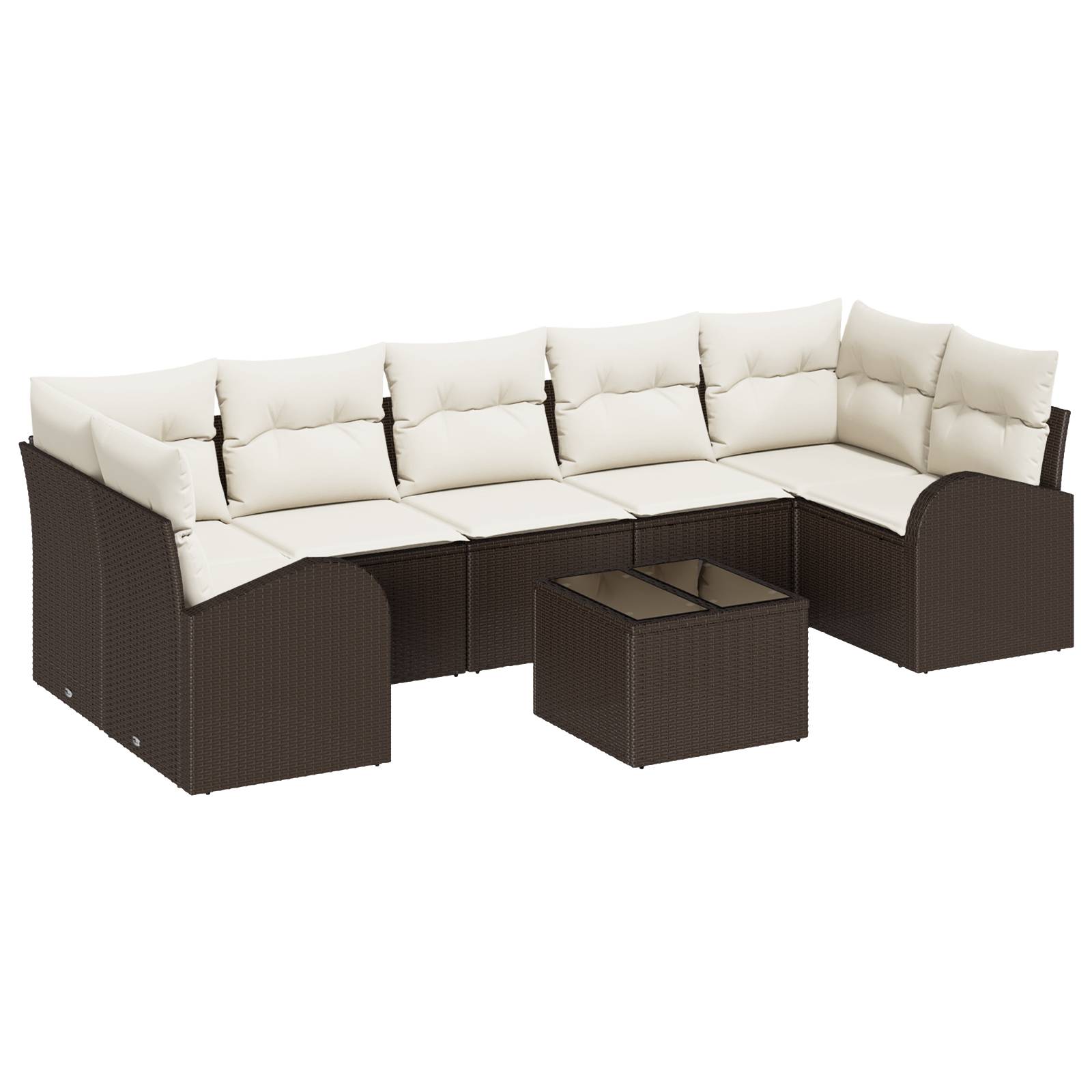 vidaXL 8-tlg. Garten-Sofagarnitur mit Kissen Braun Poly Rattan