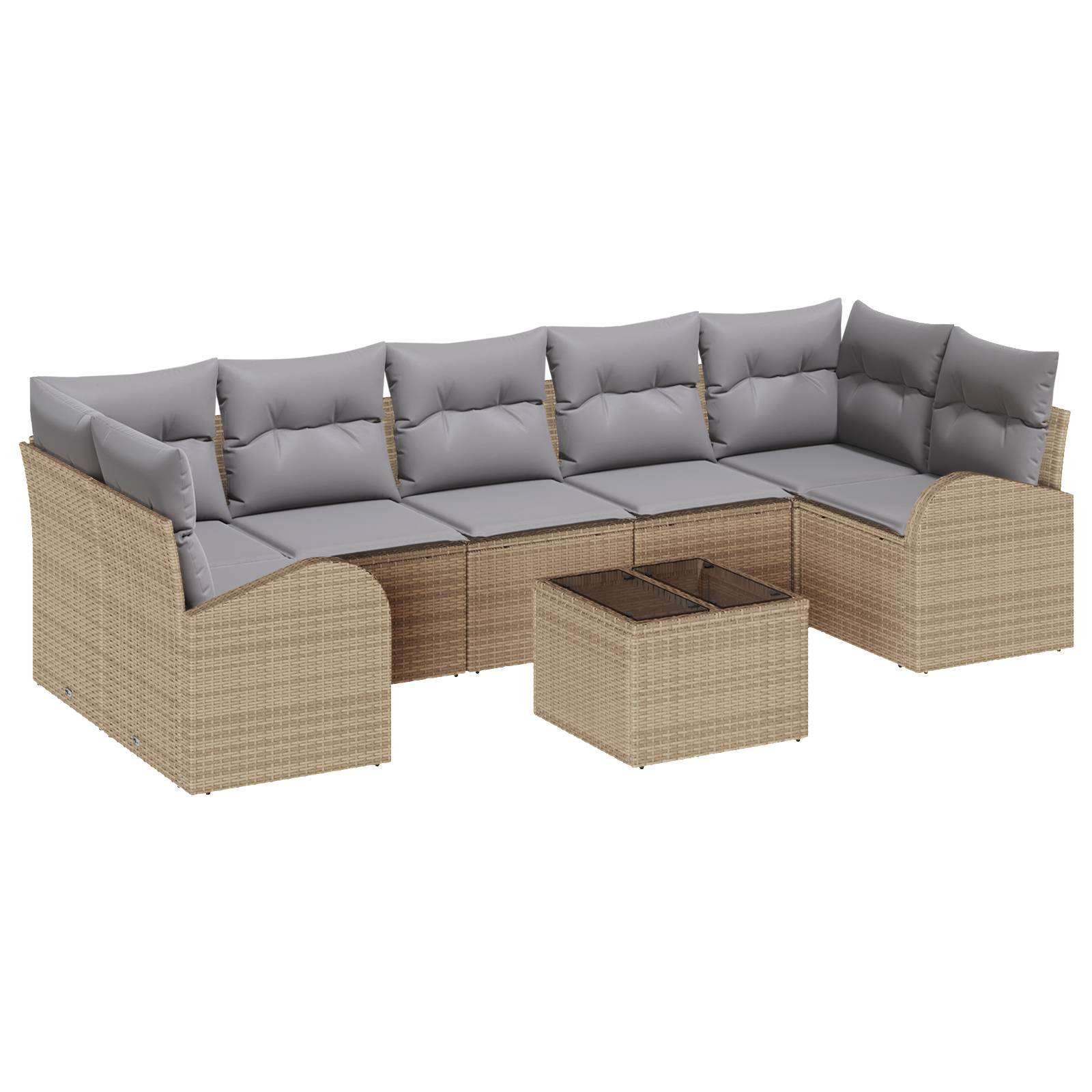 vidaXL 8-tlg. Garten-Sofagarnitur mit Kissen Beige Poly Rattan
