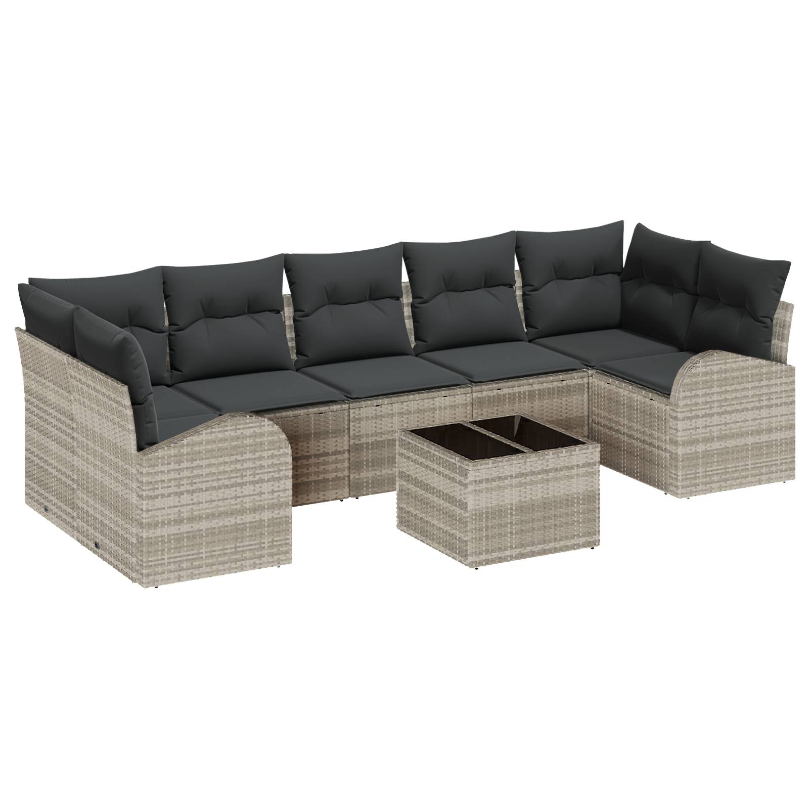 vidaXL 8-teiliges Garten-Sofa-Set mit Kissen Hellgrau Poly Rattan