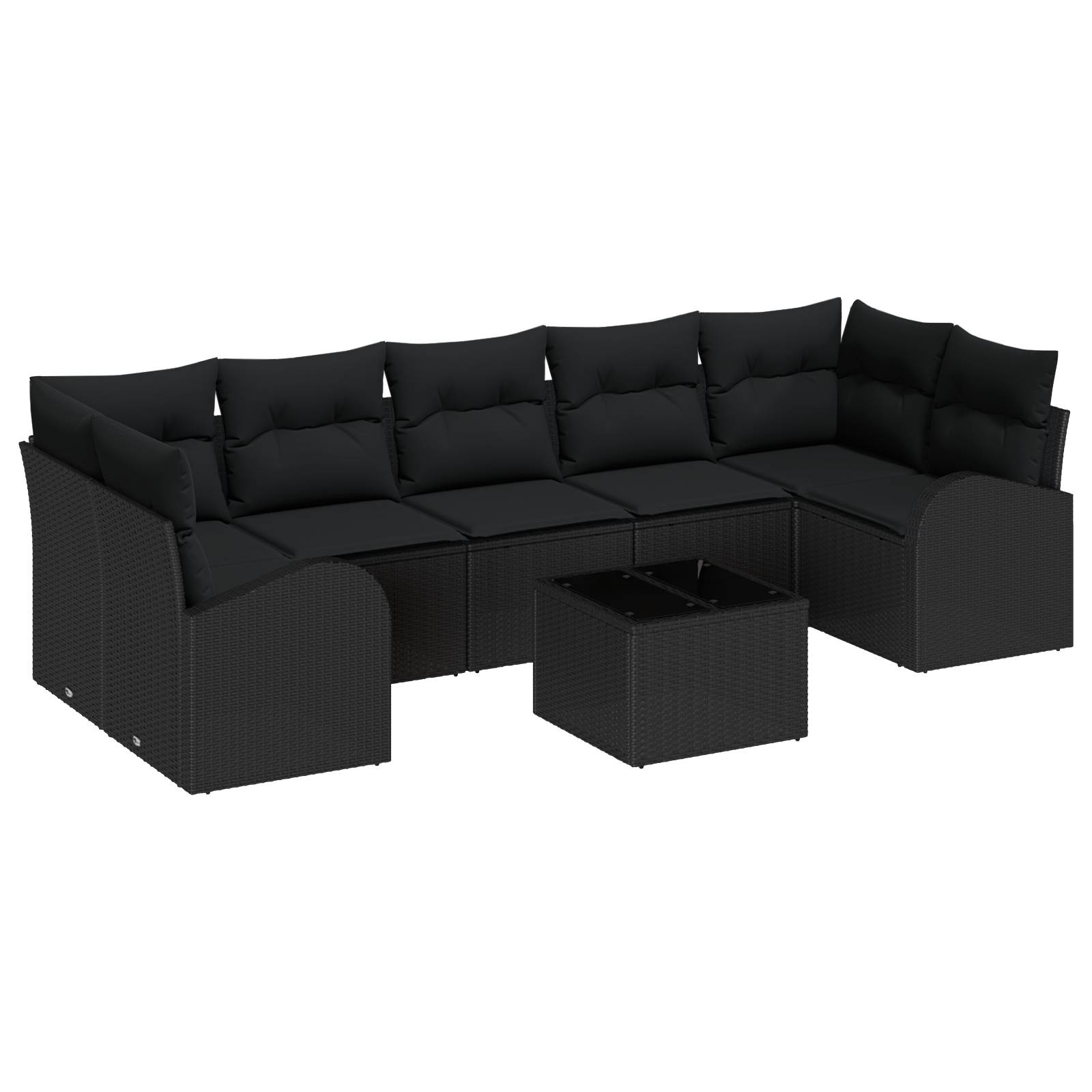 vidaXL 8-tlg. Garten-Sofagarnitur mit Kissen Schwarz Poly Rattan