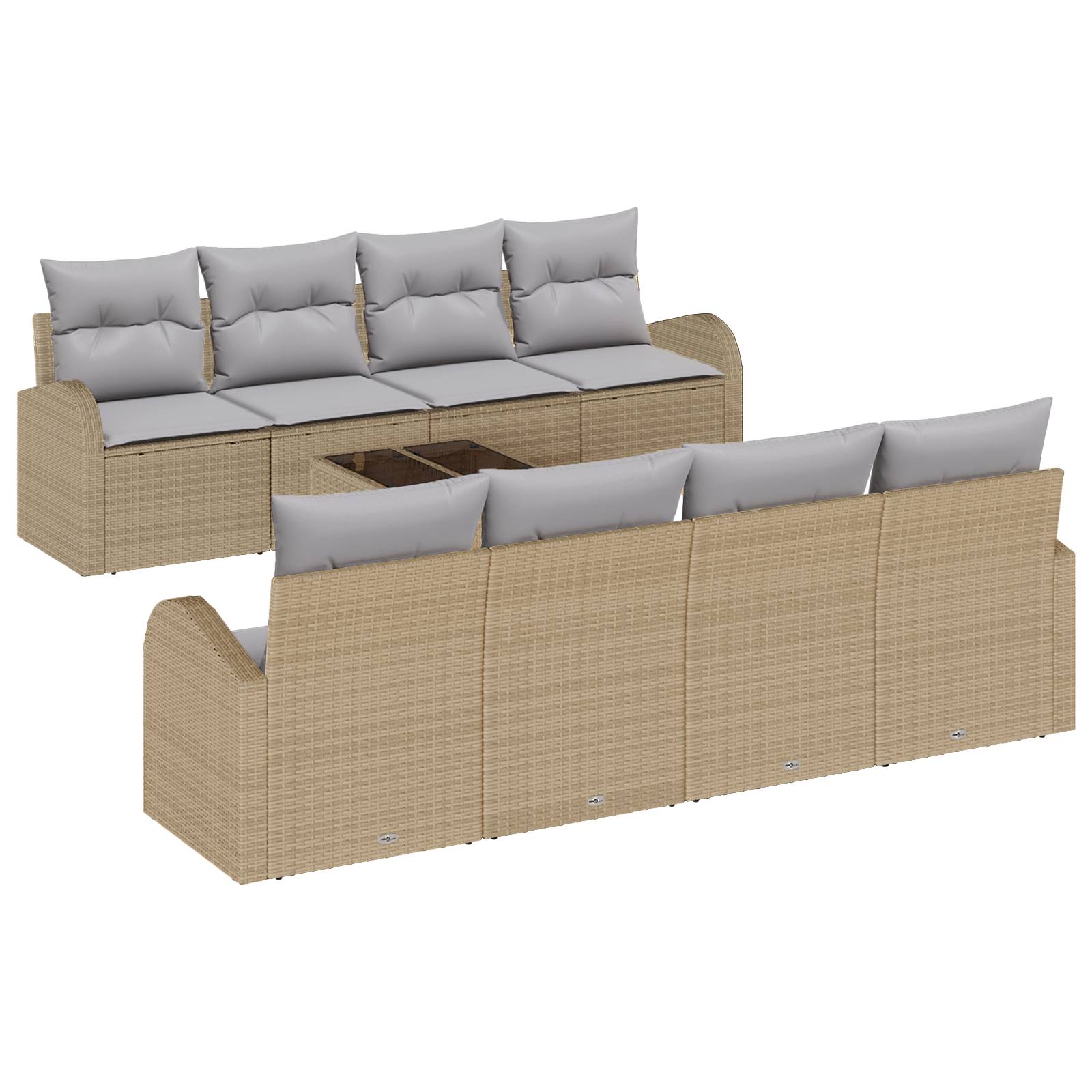 vidaXL 9-teiliges Garten-Sofa-Set mit Kissen Beige Poly-Rattan