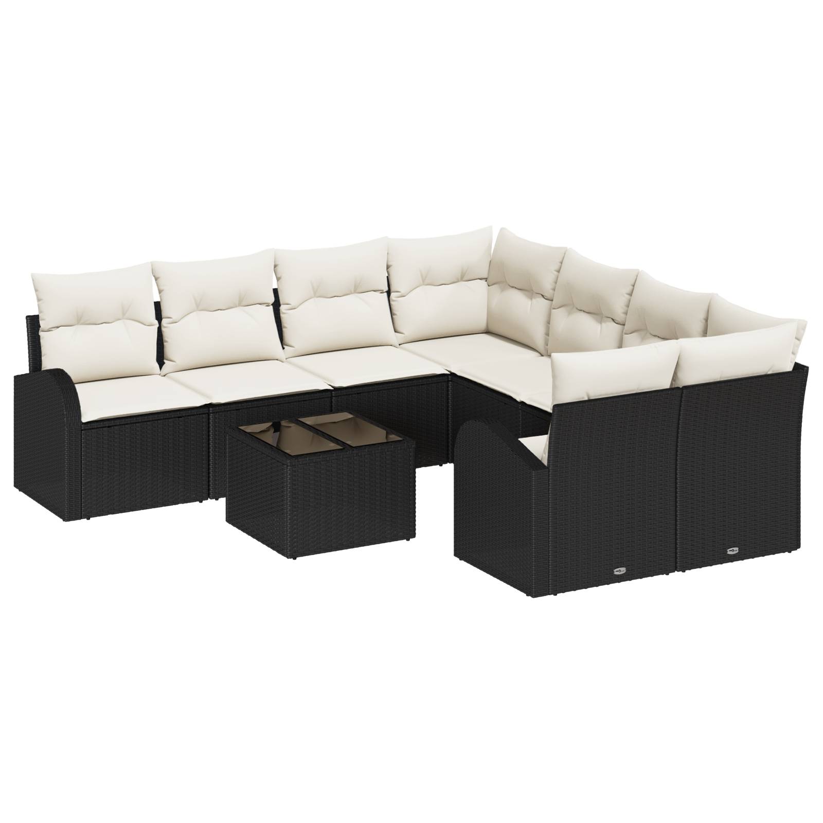 vidaXL 9-teiliges Garten-Sofa-Set mit Kissen Schwarz Poly Rattan