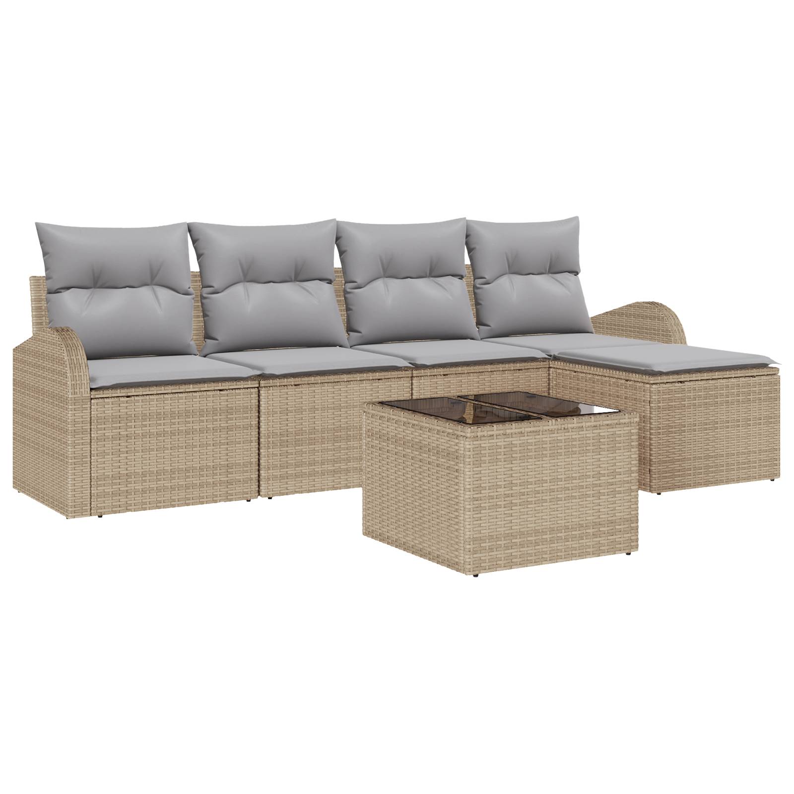 vidaXL 6-teiliges Garten Sofa Set mit Kissen Schwarz Poly Rattan