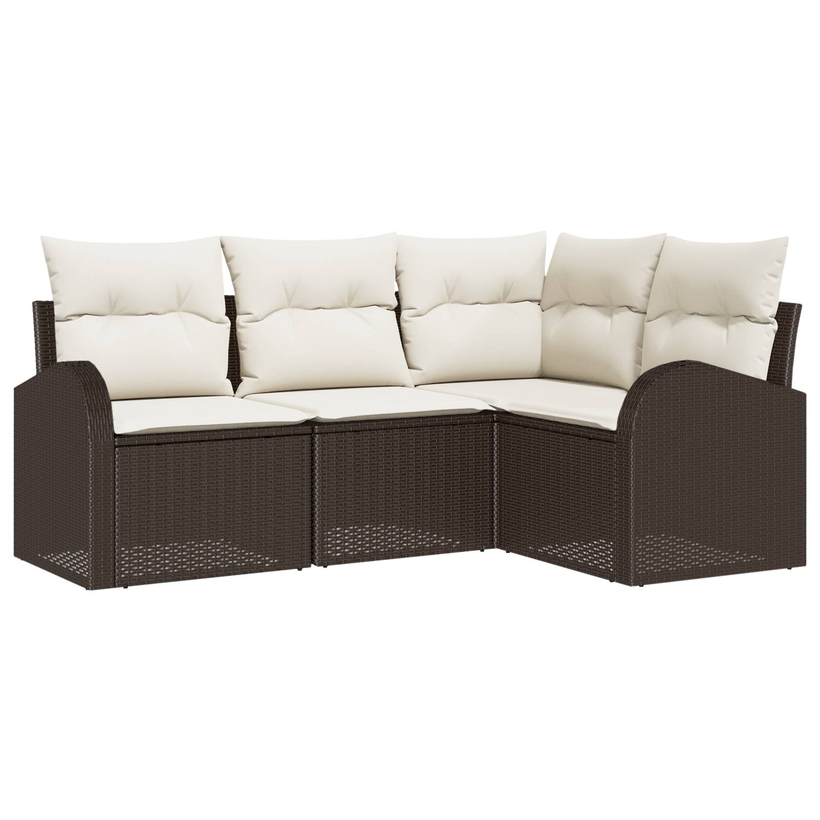 vidaXL 4-teiliges Garten Sofa Set mit Kissen in Braun aus Poly Rattan