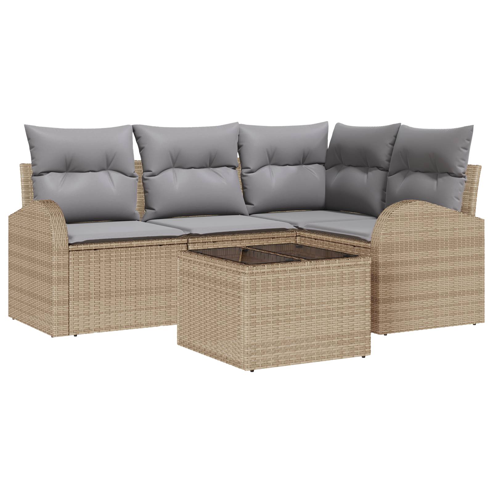 vidaXL 5-teilige Garten-Sofa-Set mit Kissen Schwarz Poly-Rattan