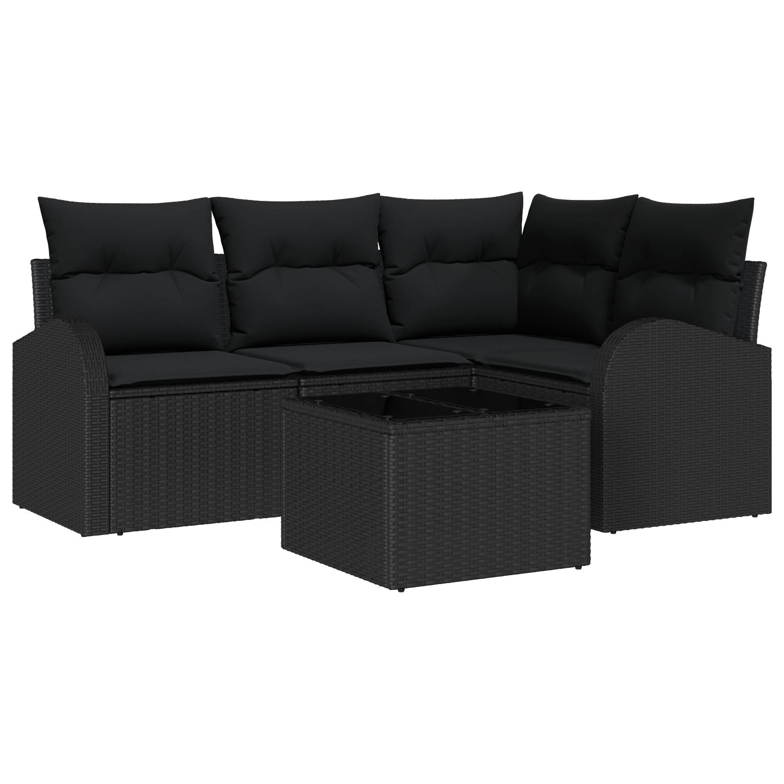 vidaXL 5-teiliges Garten-Sofa-Set mit Kissen Beige Poly-Rattan