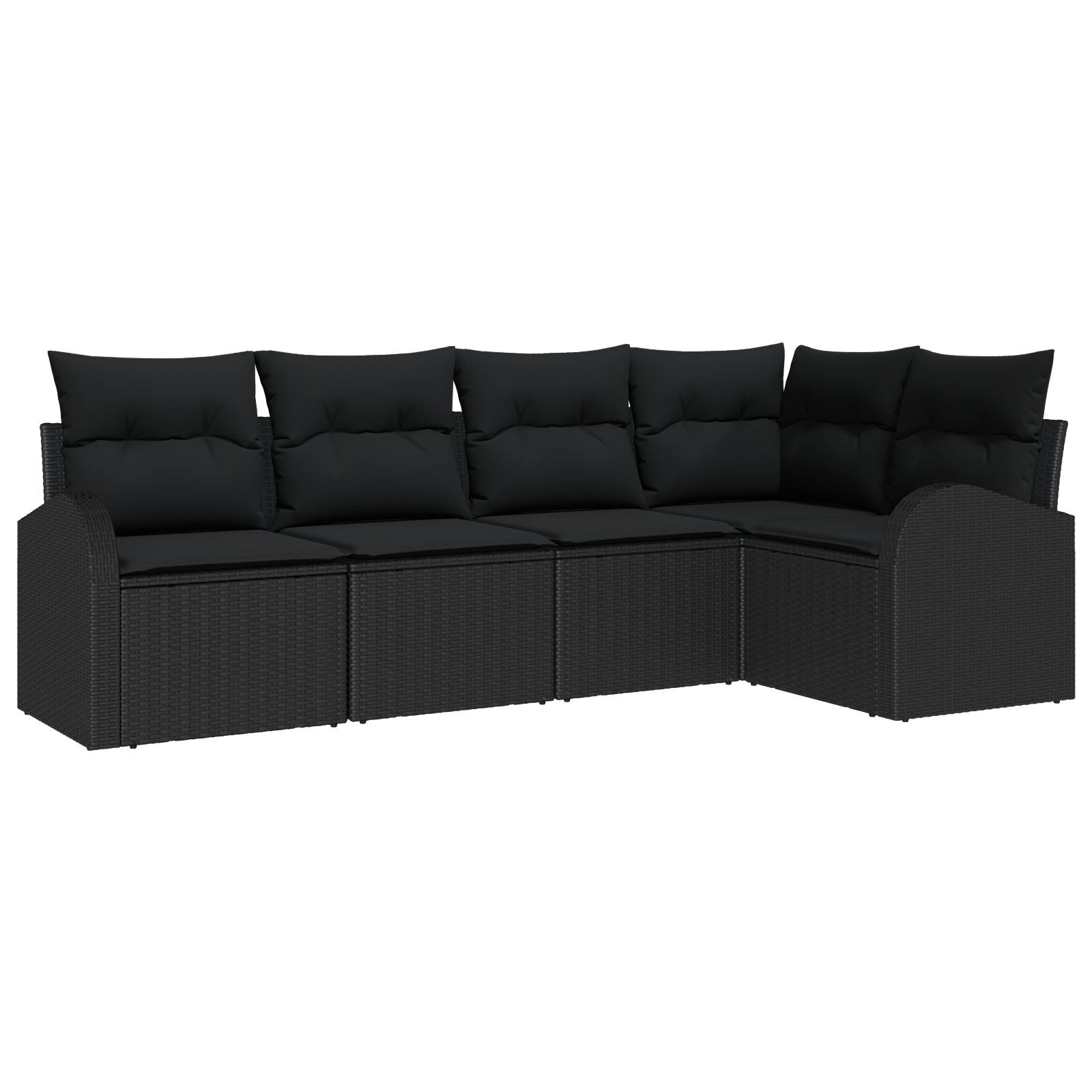 vidaXL 5-teiliges Garten Sofa Set mit Kissen Schwarz Poly-Rattan
