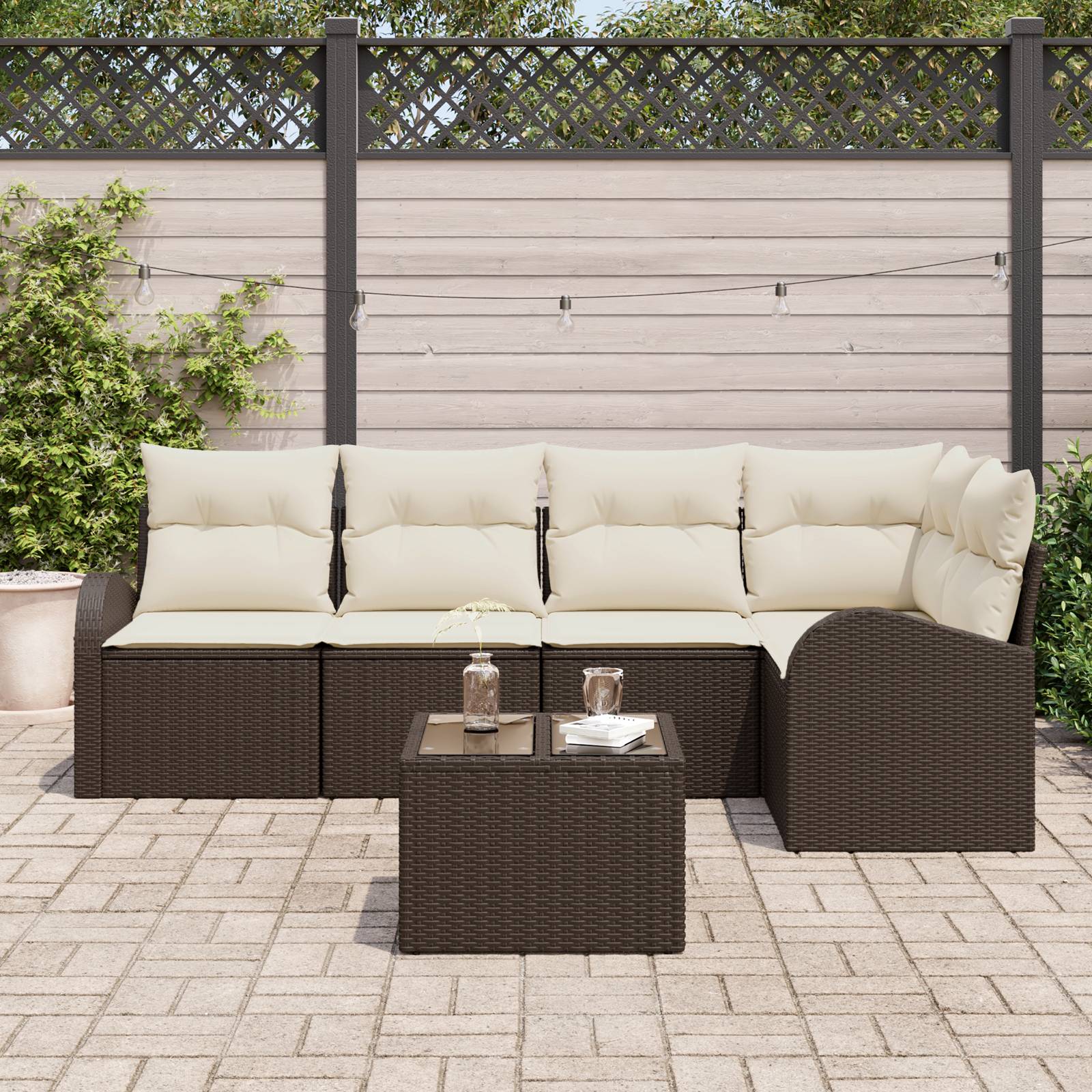 vidaXL 5-teiliges Garten Sofa Set mit Kissen Grau Poly Rattan