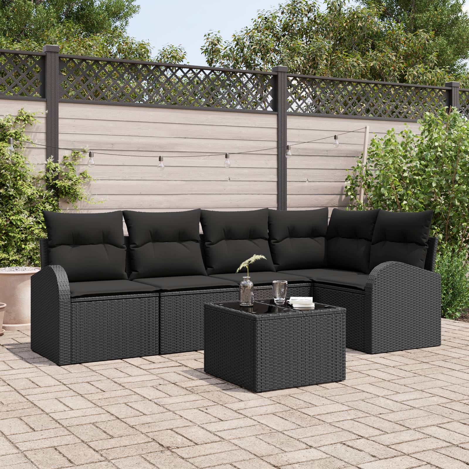 vidaXL 6-teiliges Garten Sofa Set mit Kissen Beige Poly Rattan